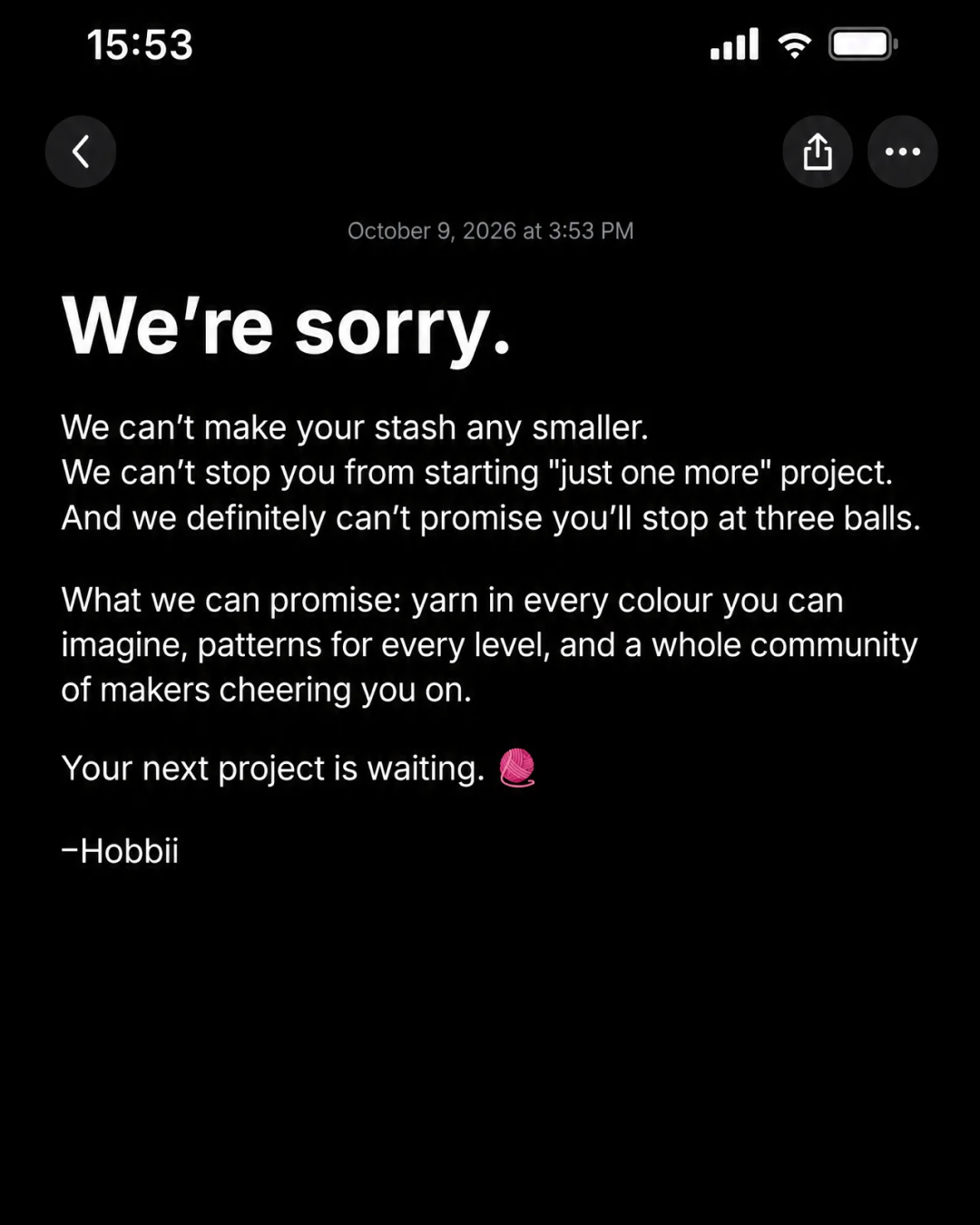 Hobbii Facebook ad from Oct 15, 2026