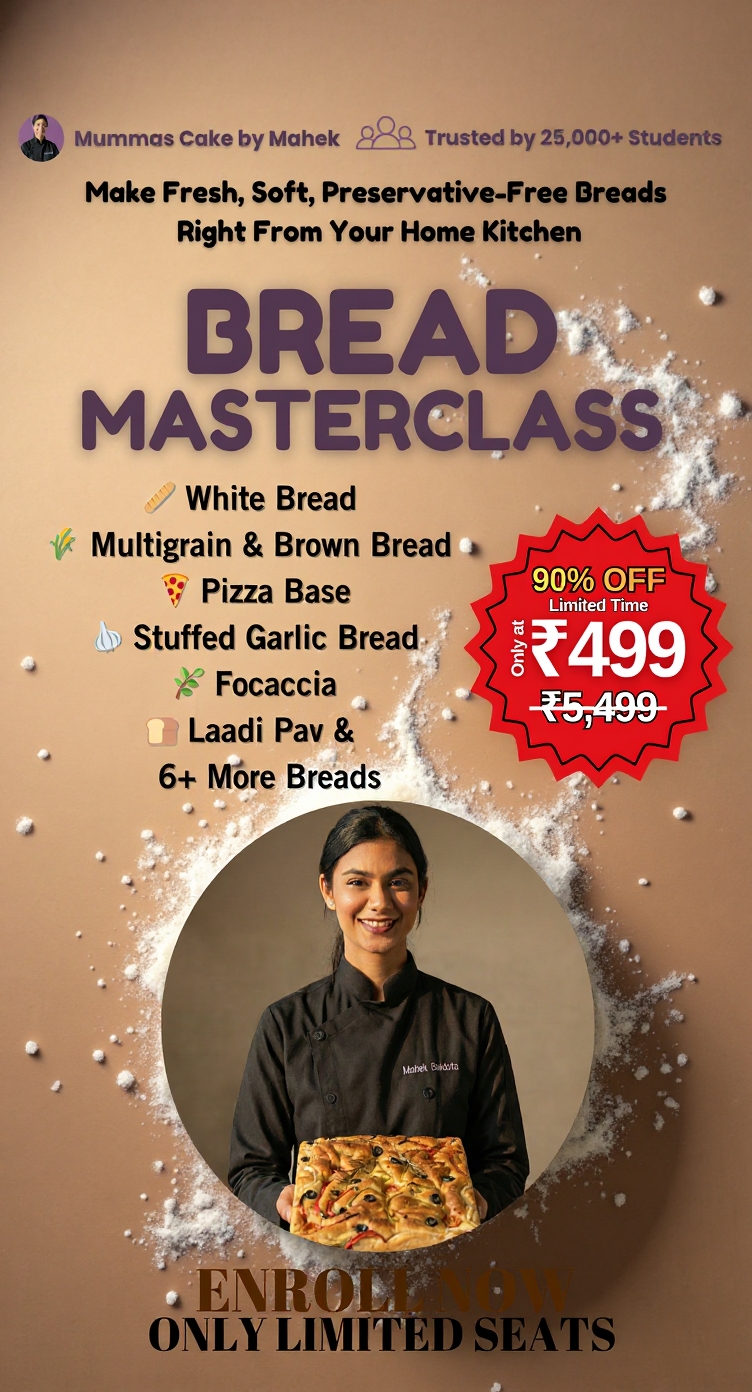 mummascake Facebook ad: Limited Time Offer: Bread Masterclass ₹499