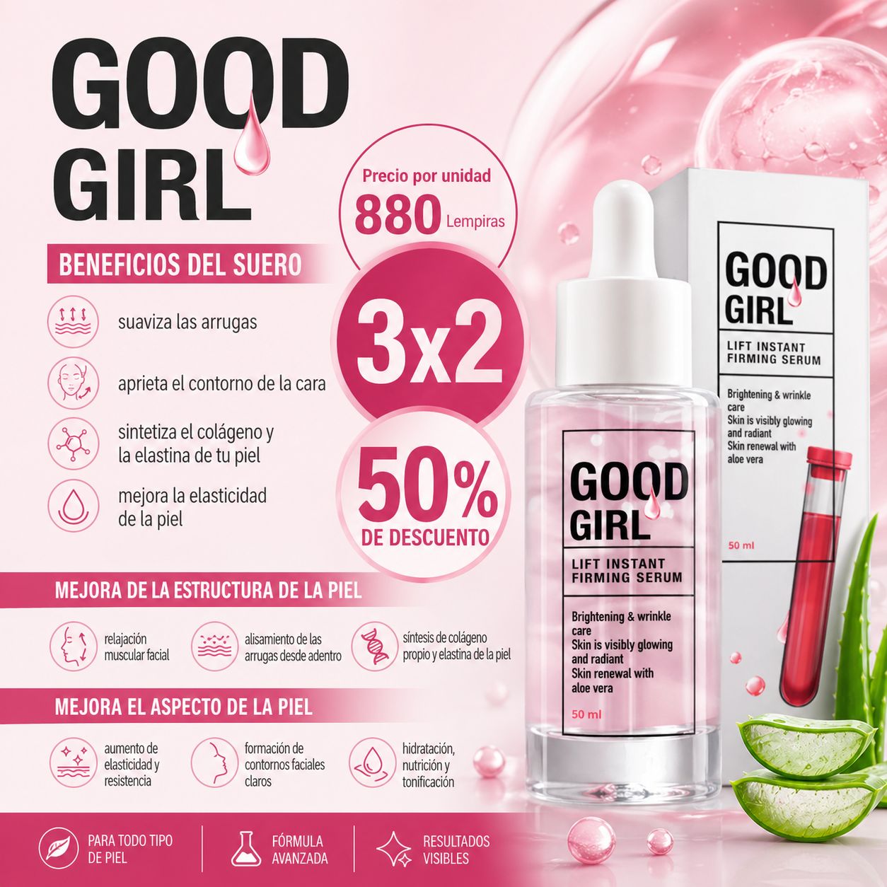 LO MEJOR En Belleza Facebook ad: Con GOOD GIRL mantienes una piel más firme y radiante
