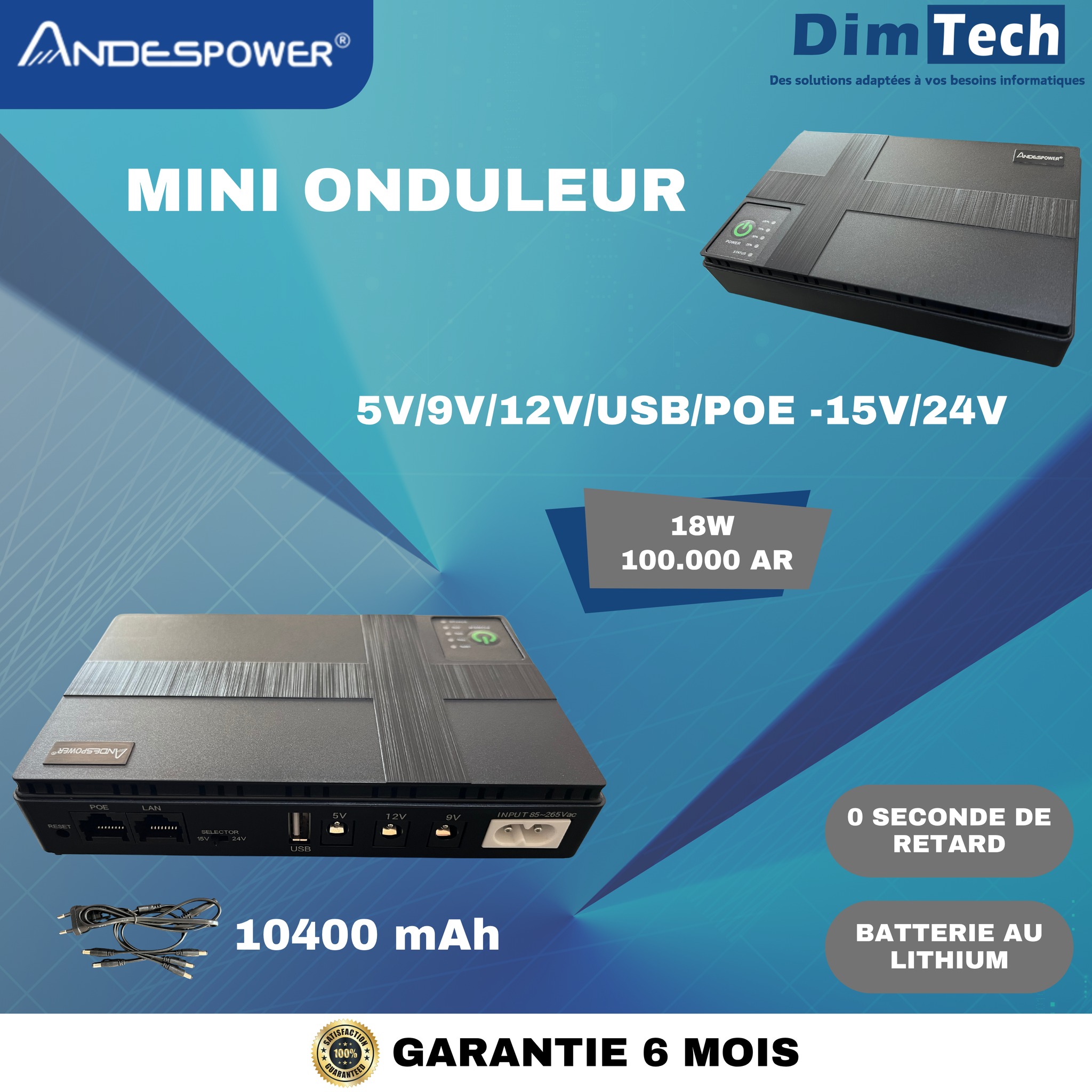 DimTech Facebook ad: MINI ONDULEUR Andespower ANTI-COUPURE