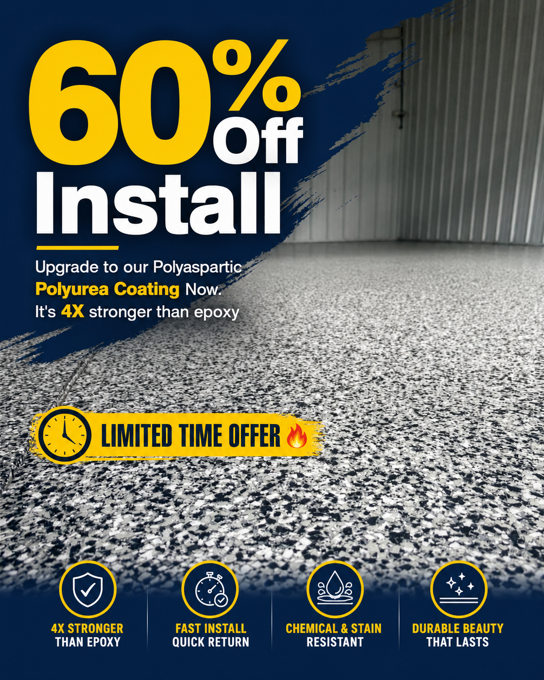 NINJA Concrete Coatings Facebook ad: 60% Off Installation