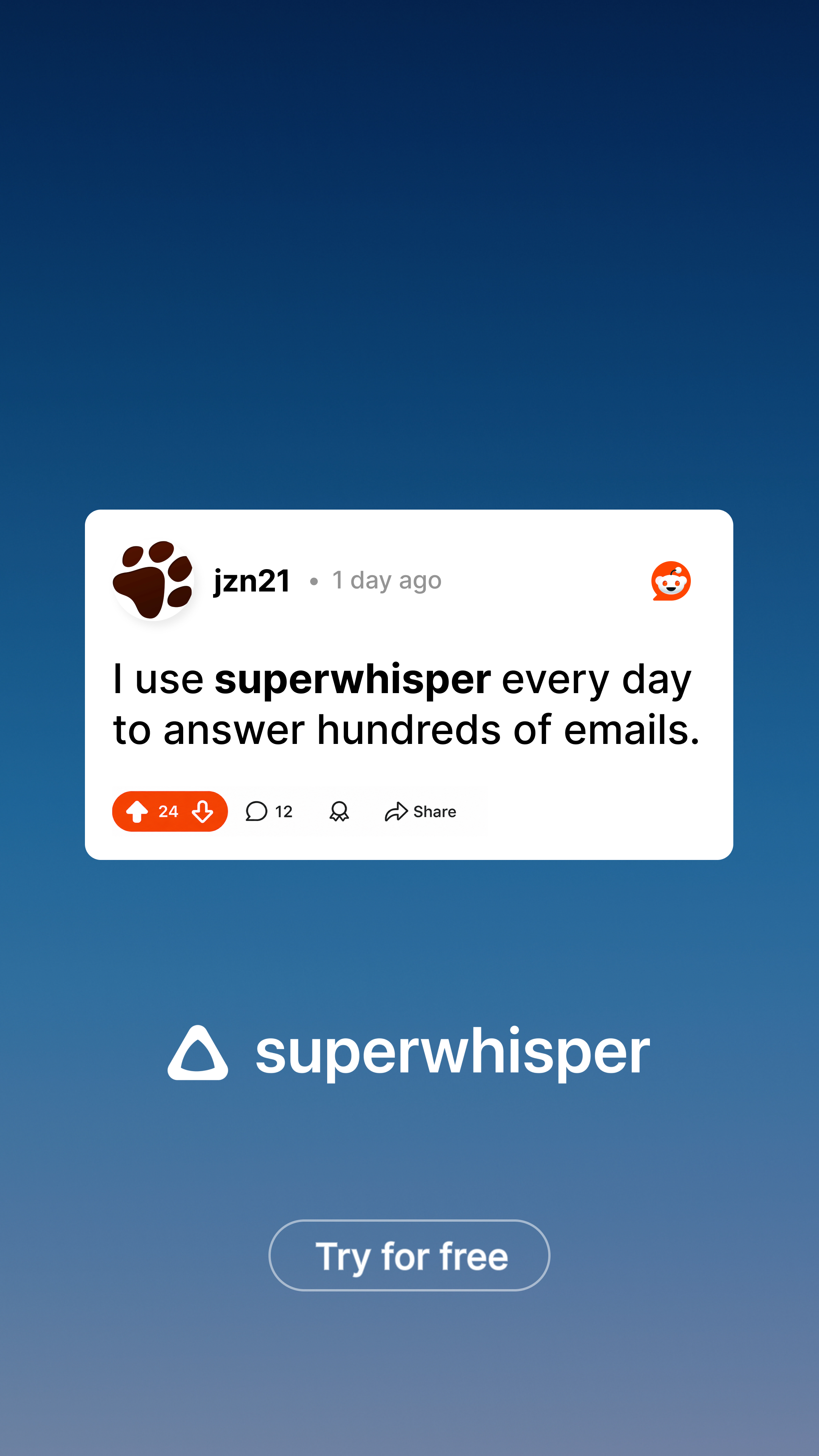 superwhisper Facebook ad from May 12, 2026