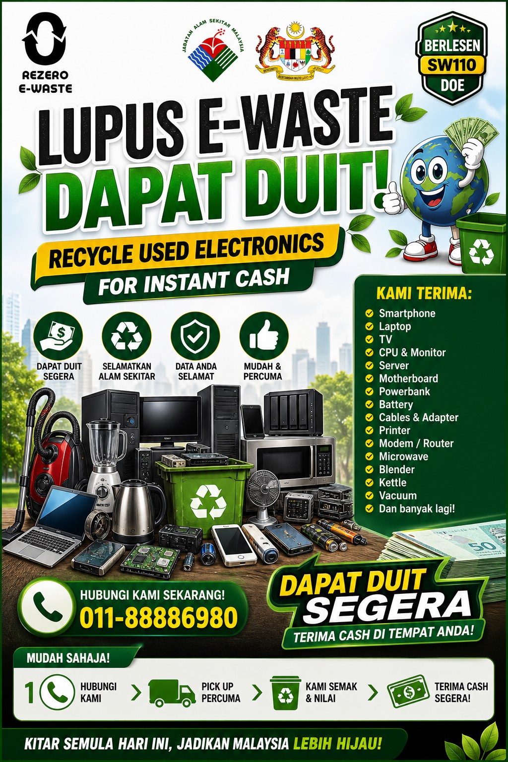 Rezero E-Waste Sdn. Bhd. Facebook ad: LUPUS E-WASTE = DAPAT DUIT!