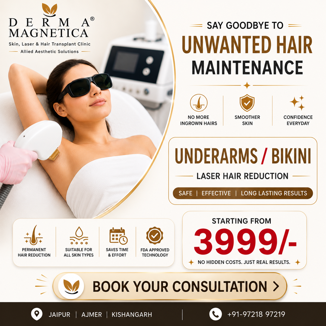 Derma Magnetica Jaipur & Ajmer Facebook ad: Laser Hair Reduction Starting From ₹3999