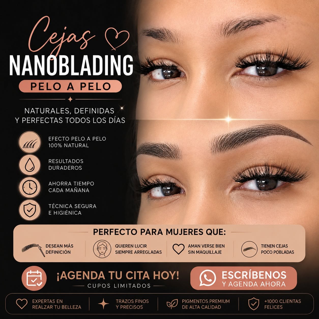 Estética Ruth Quijano Facebook ad: Luce SIEMPRE unas cejas perfectas
