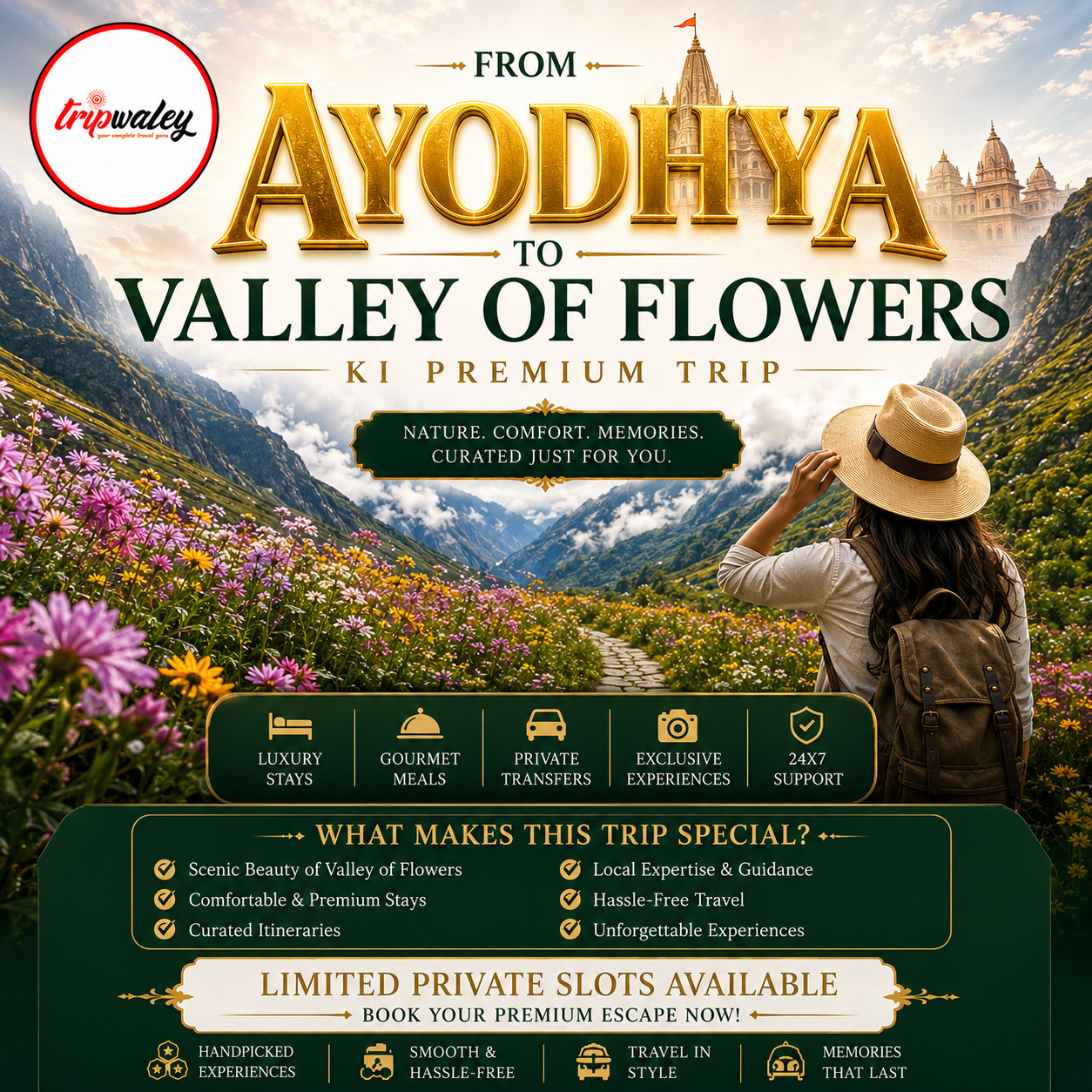 Tripwaley Facebook ad: Ayodhya to Valley of Flowers