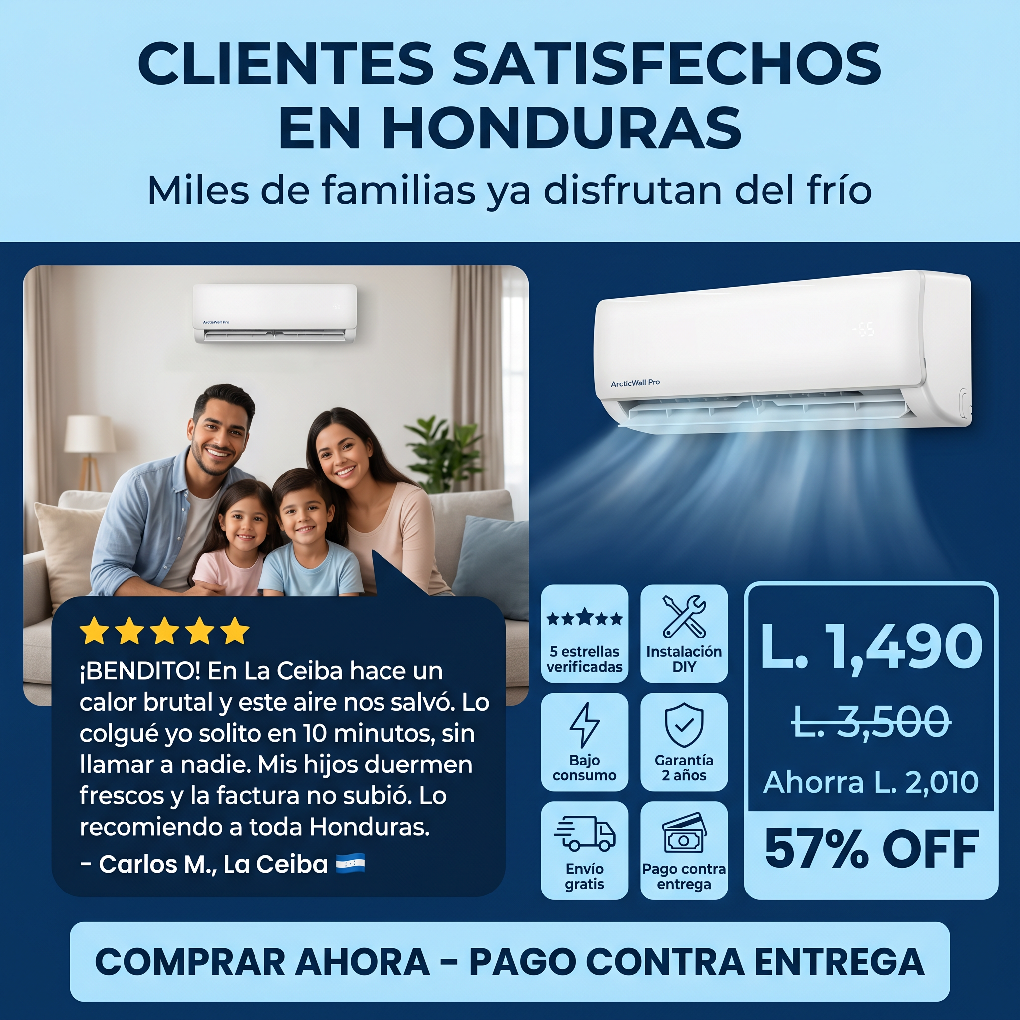 Prismar Facebook ad: Dormir bien sin el calor sofocante de Honduras