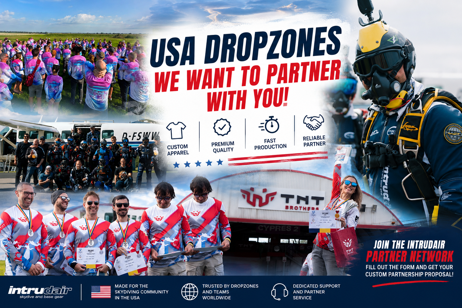Intrudair Skydive and Wingsuits Facebook ad: Cooperation Opportunity with Intrudair