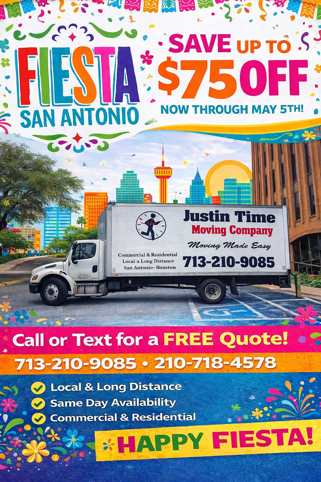 Justin Time Moving Company LLC Facebook ad: Stress-Free Moving Help