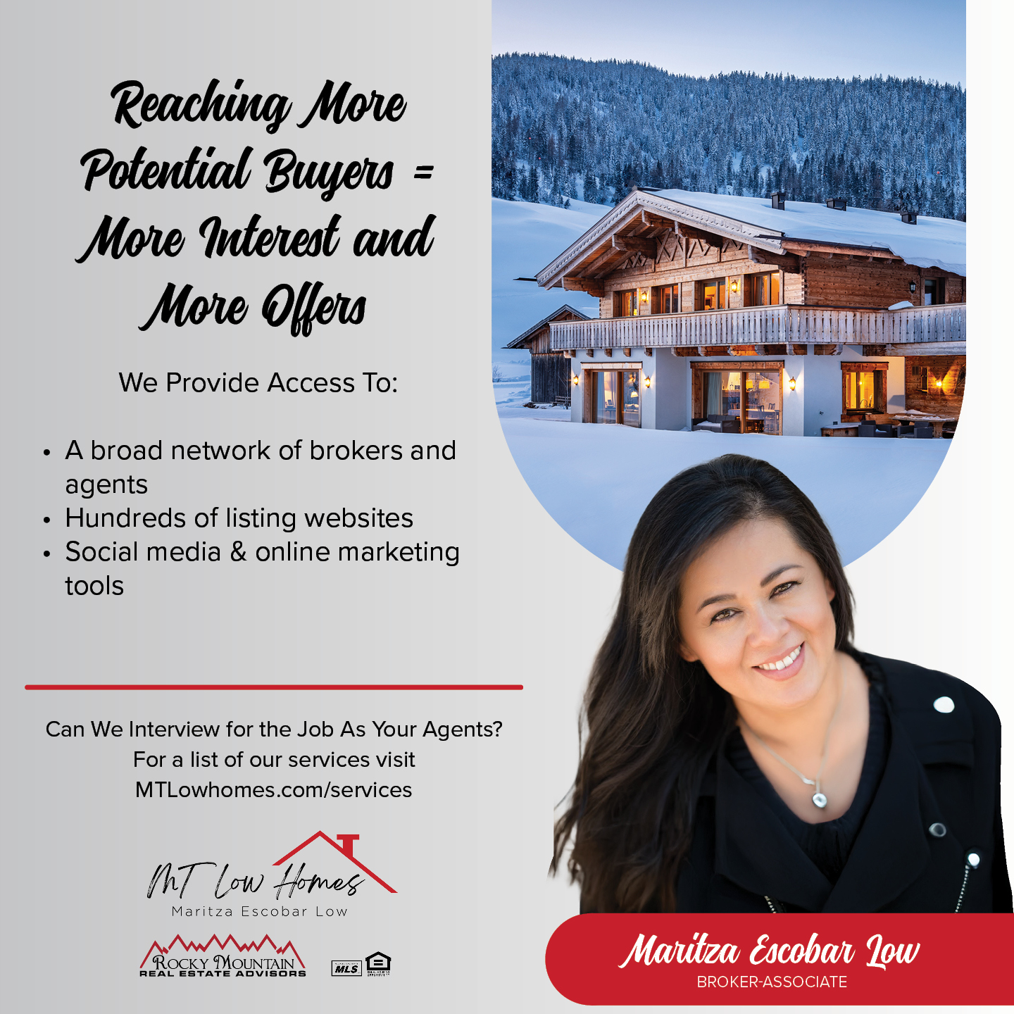 MT Low Homes Realty Facebook ad: Message or Call (303) 641-2706 / (303) 805-9551