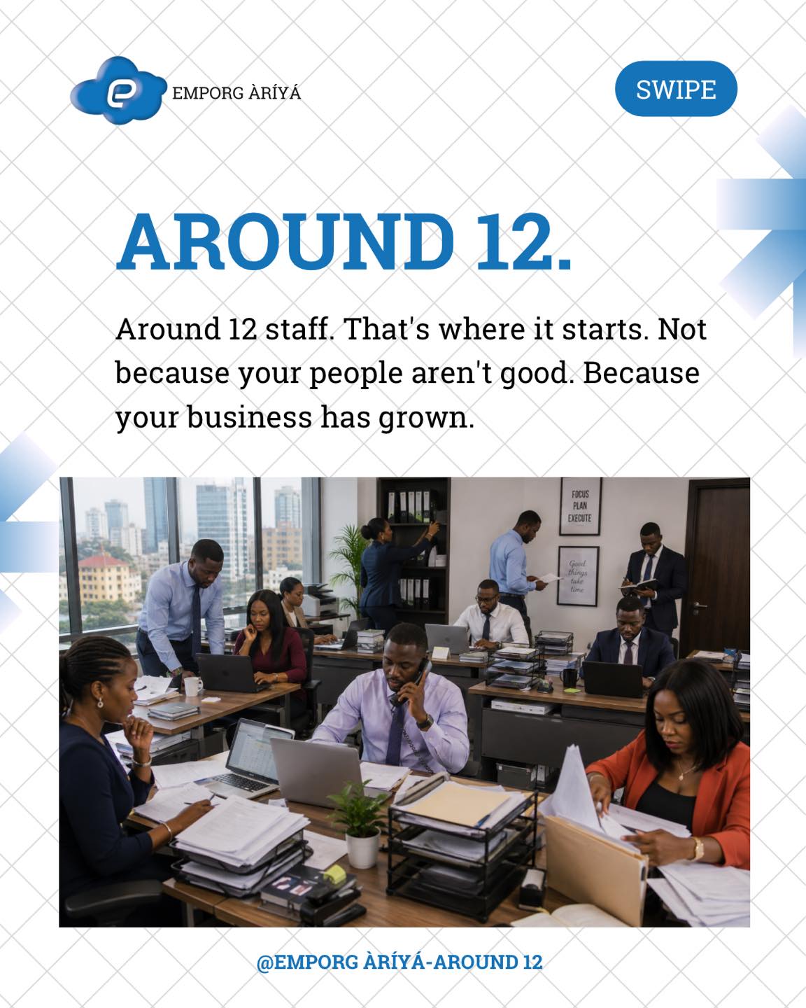 Emporg Limited Facebook ad: Headline: Around 12 staff, managing your IT becomes a bit…
