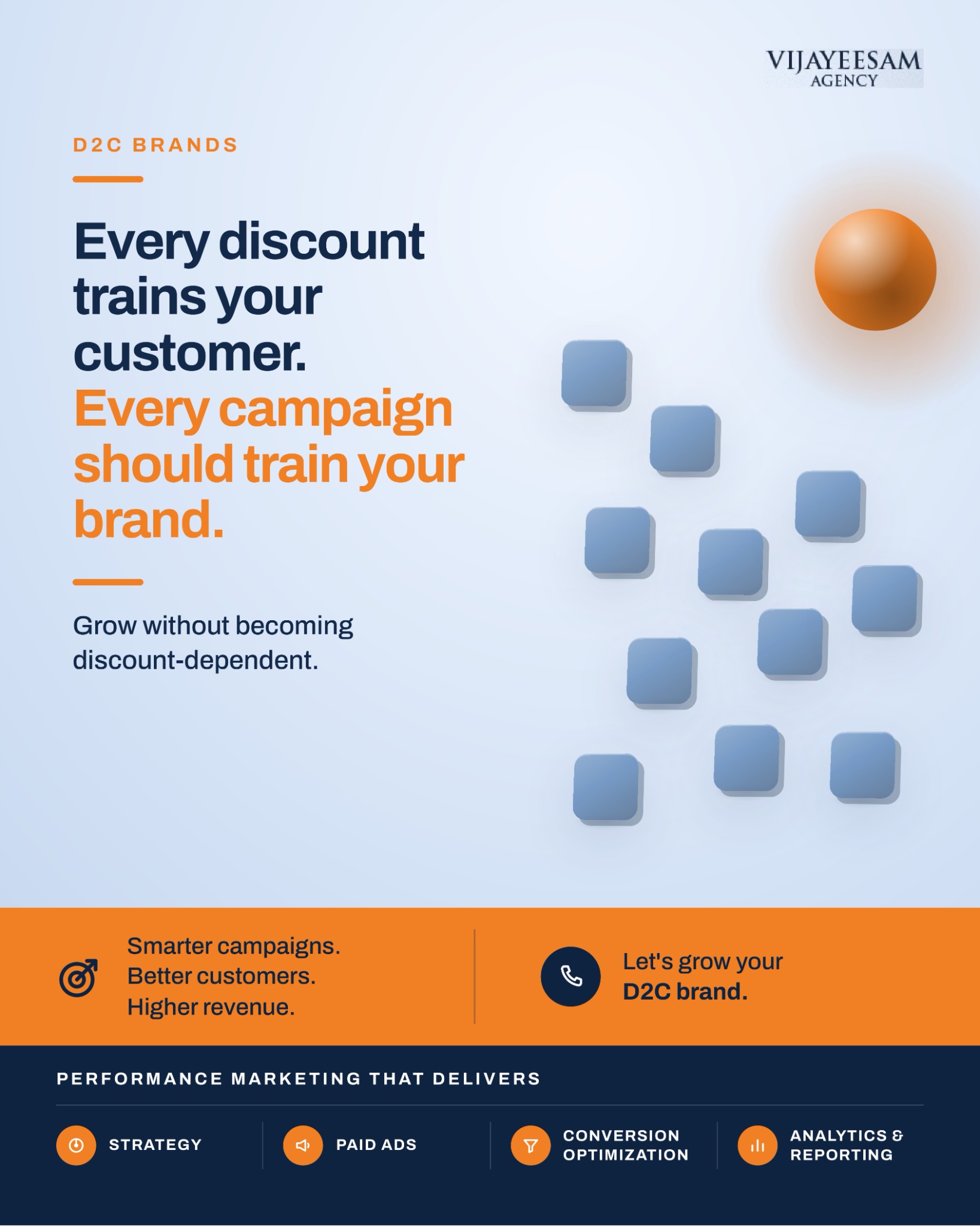 Ve ai Facebook ad: Discount codes buy a sale, not a customer.
