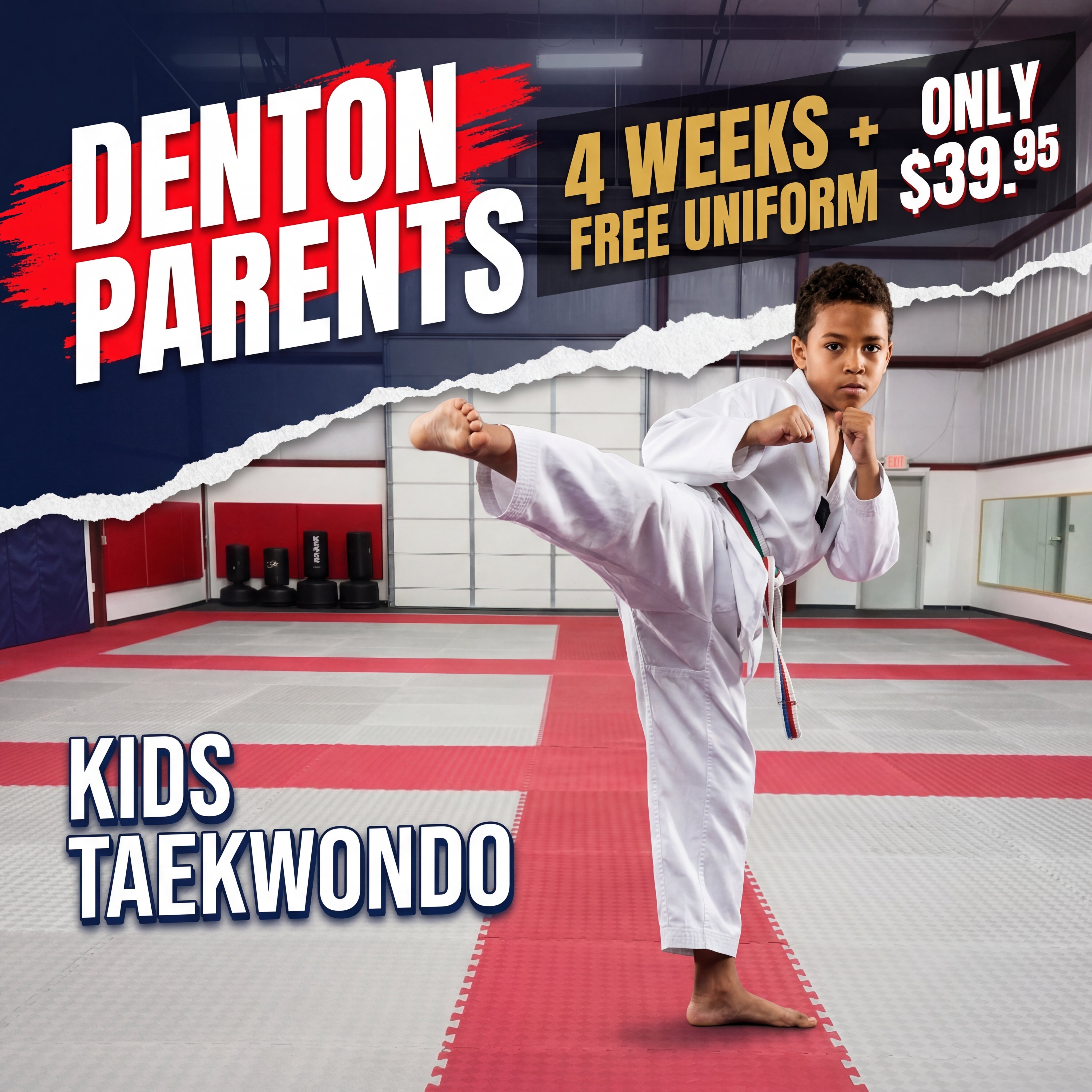 KIT Taekwondo Facebook ad: 4 Weeks + FREE Uniform, Only $39.95