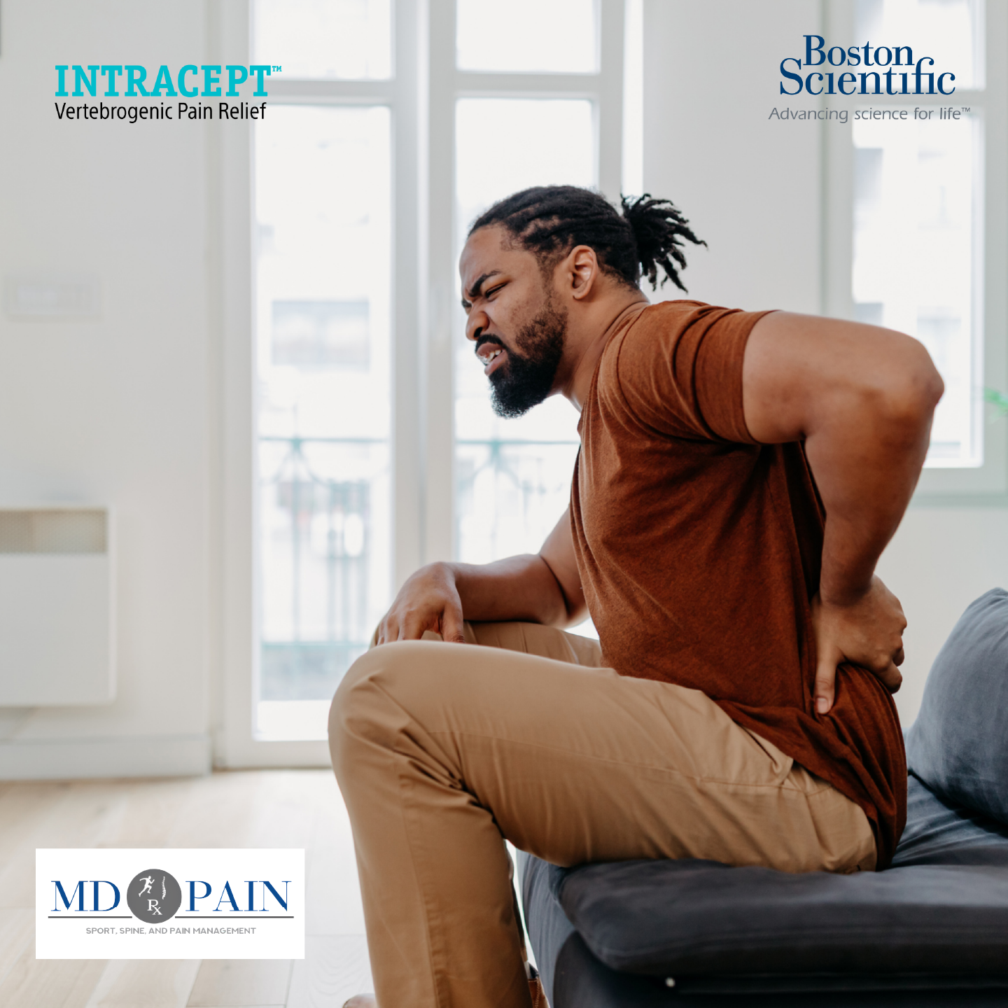 MD Pain Facebook ad: FDA-cleared low back pain treatment