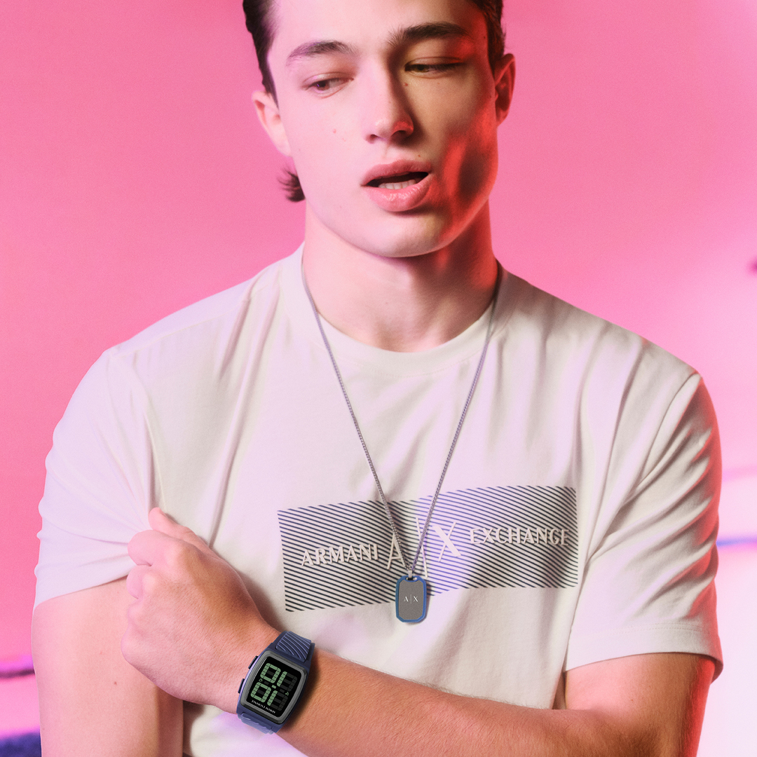 Armani Exchange Facebook ad: Vintage-inspired digital watches with a modern twist…