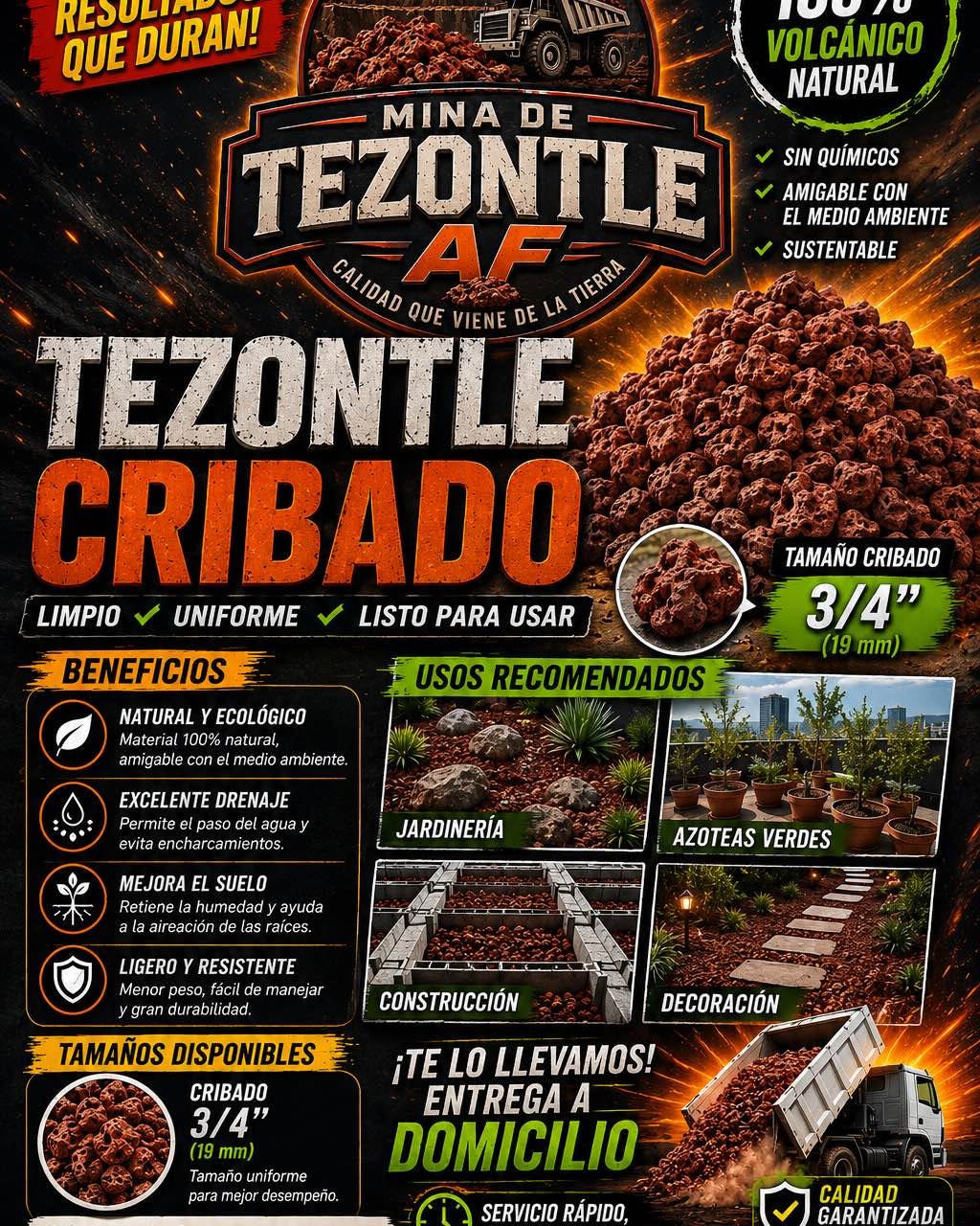 Alexis Falcon Facebook ad: Tezontle rojo 3/4 y sin cribar