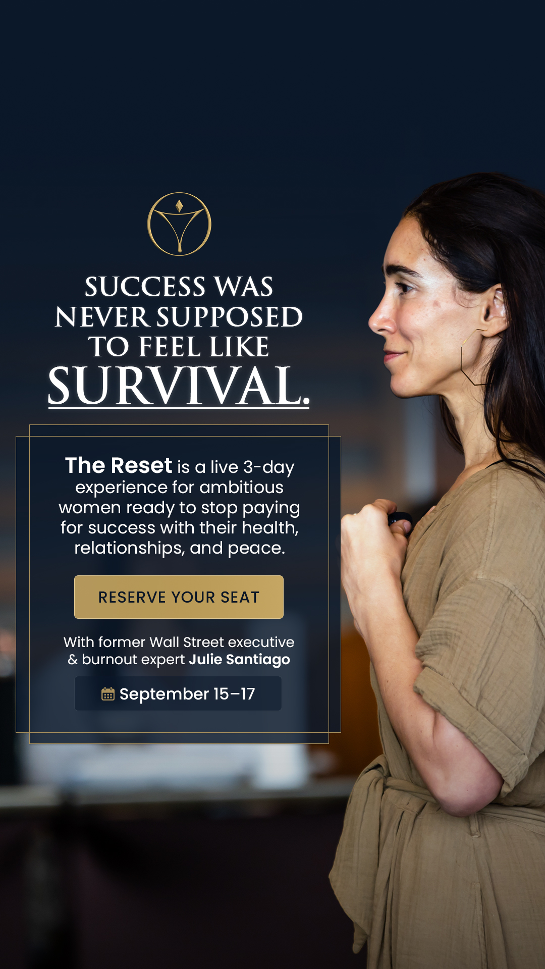 Julie Santiago Facebook ad: A Live Burnout Reset For High-Achievers