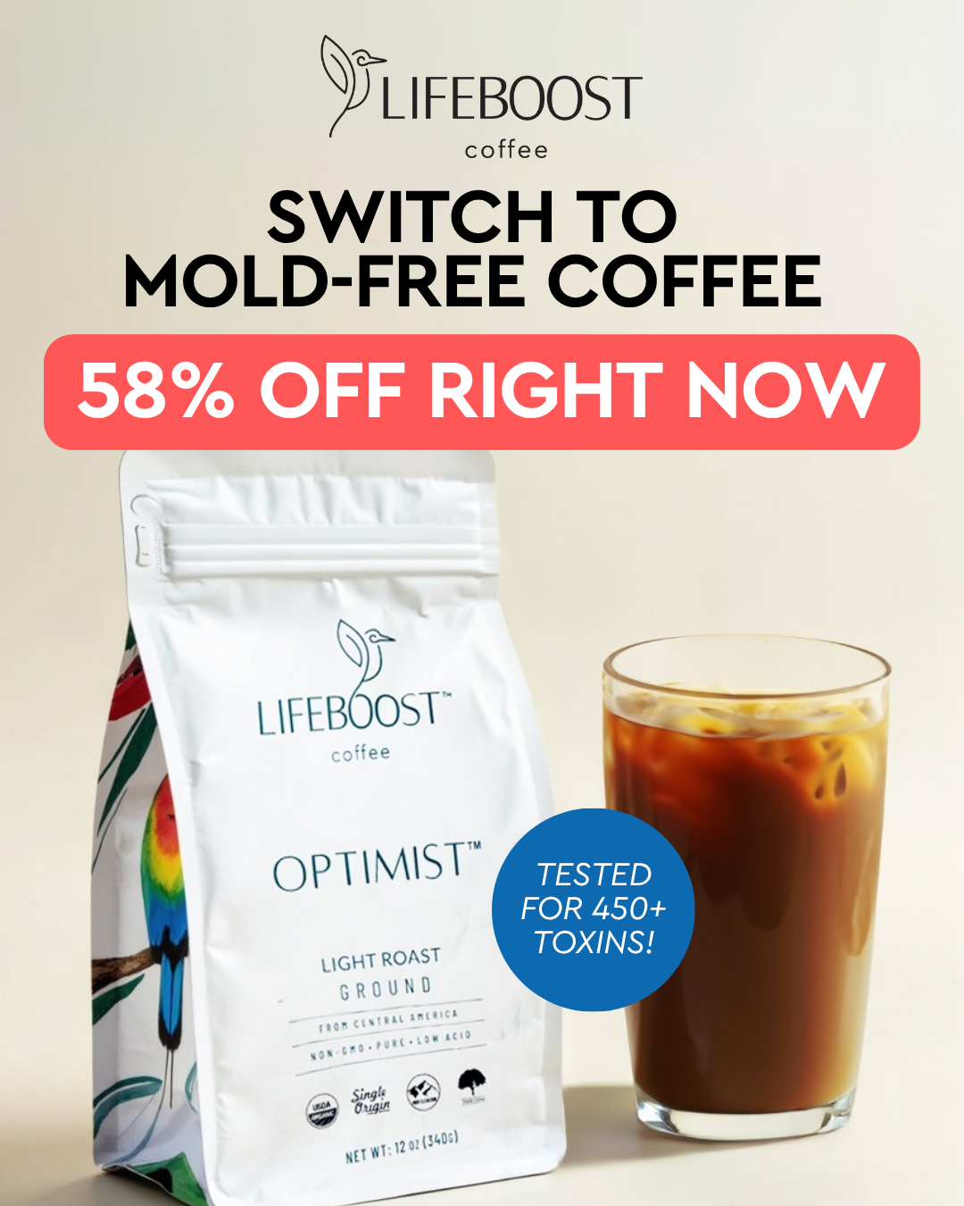 Lifeboost Coffee Facebook ad