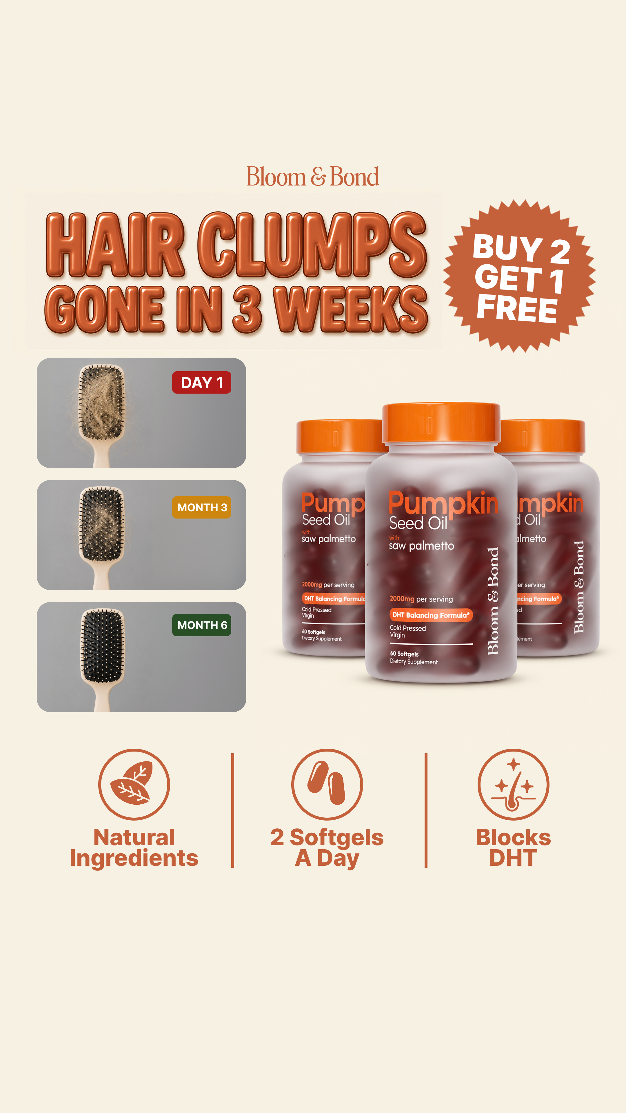 Bloom & Bond Facebook ad: Help Hair Loss Naturally