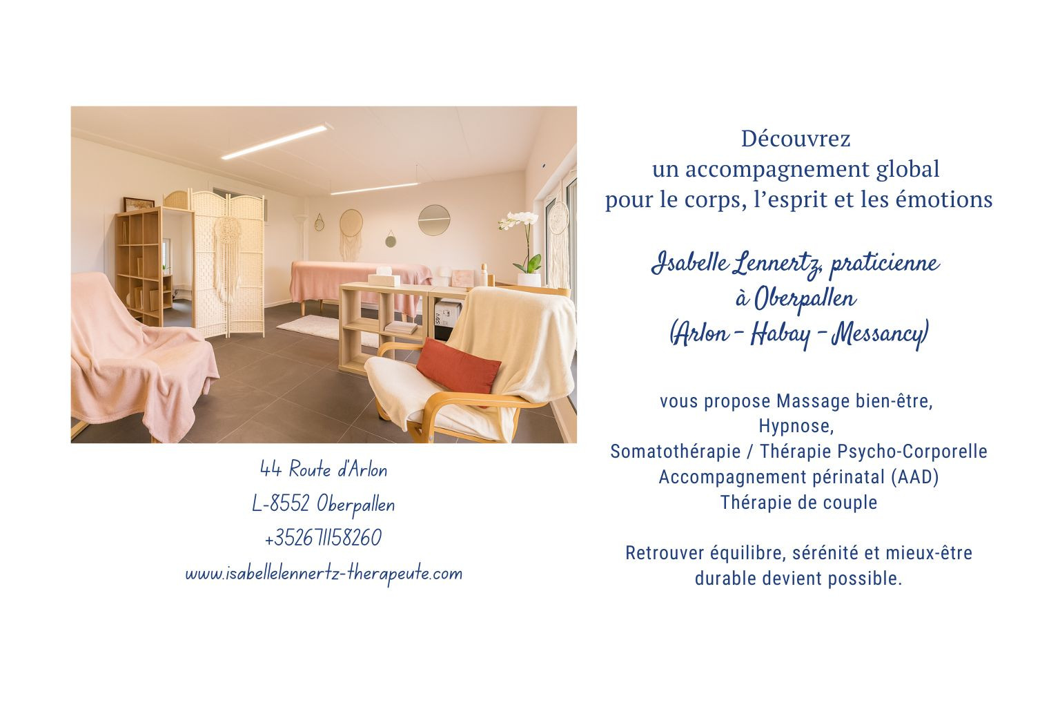 Isabelle Lennertz Hypnose Humaniste Massage et Thérapie Psycho-corporelle Facebook ad