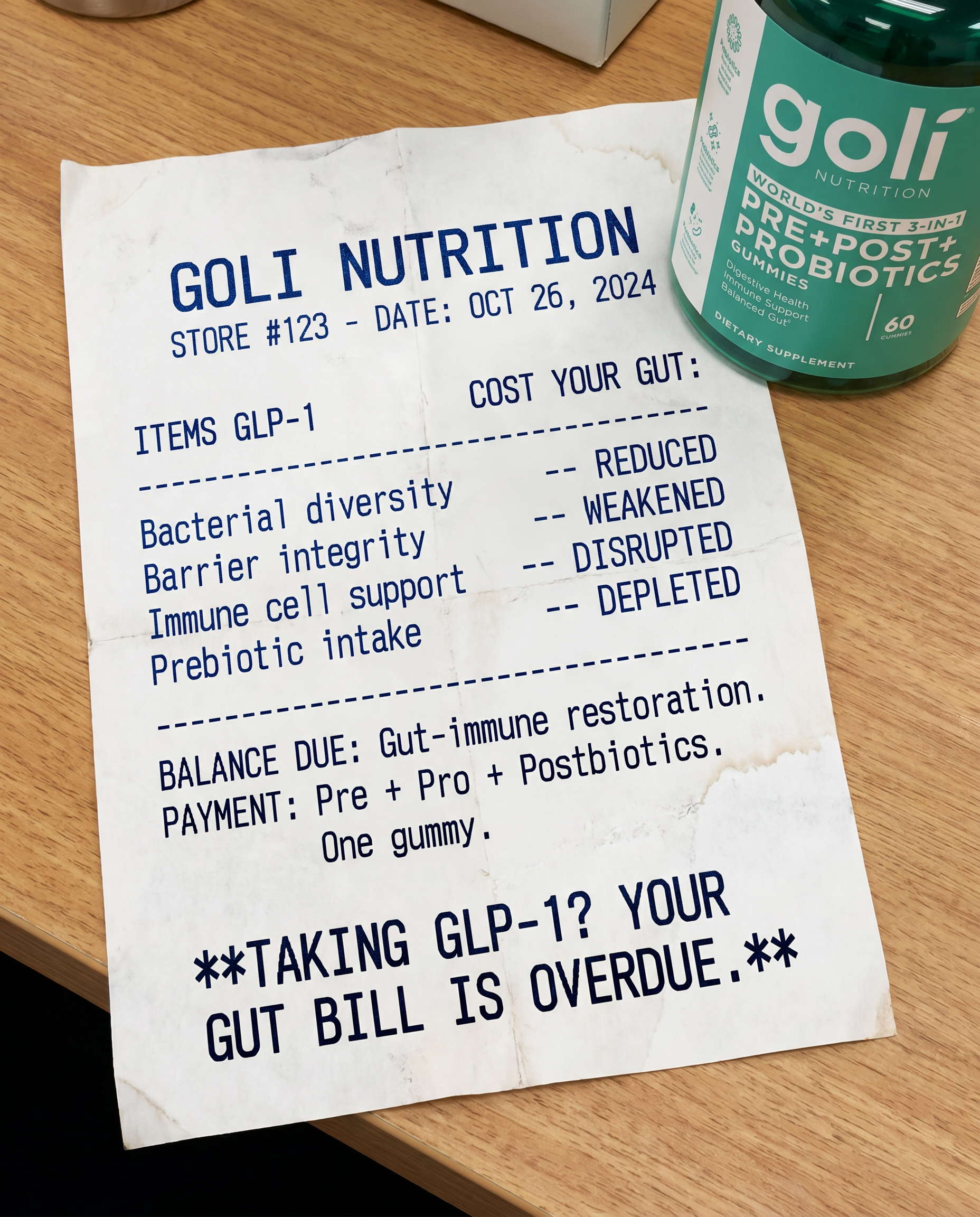 Goli Facebook ad: World's First 3 in 1 Probiotic Gummy