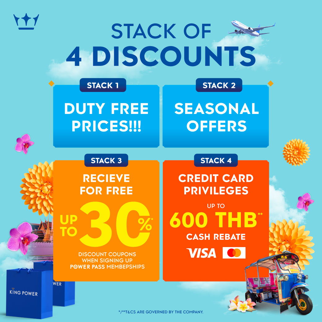 King Power Global Facebook ad: STACK OF 4 DISCOUNTS