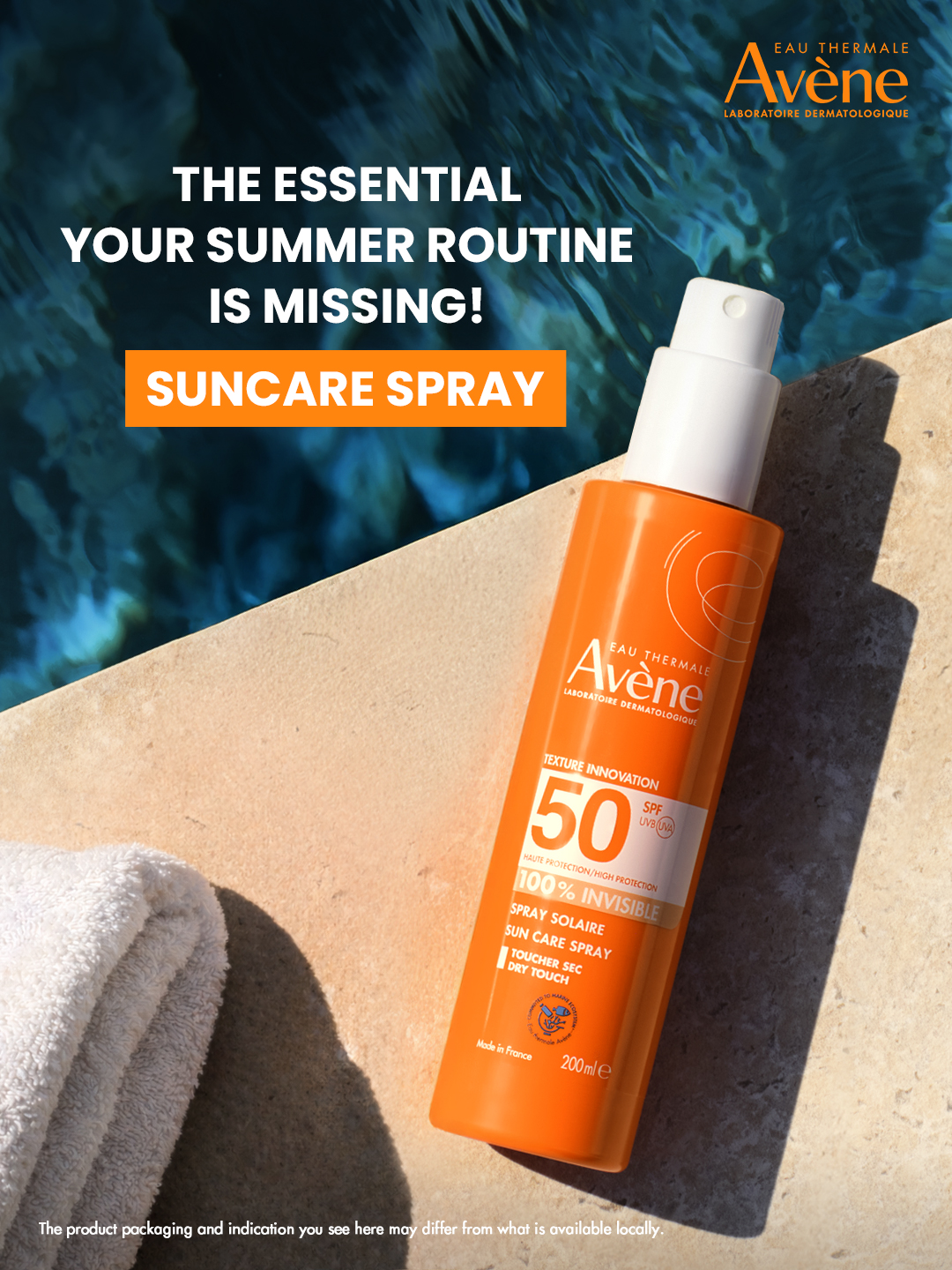 Eau Thermale Avène Facebook ad: Stay protected with Avène Suncare Spray-shielding your skin…