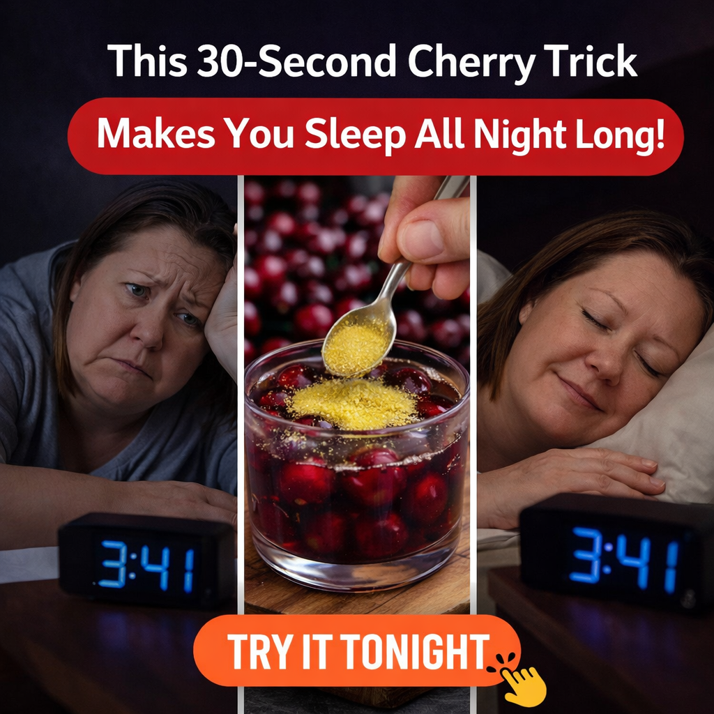 Happy Linda Facebook ad: 30-Sec Cherry Trick Makes You Sleep All Night Long!
