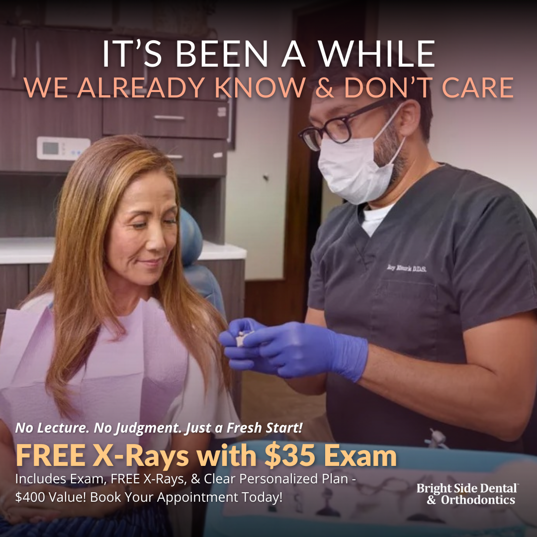 Bright Side Dental Facebook ad: Book your no-judgment visit →