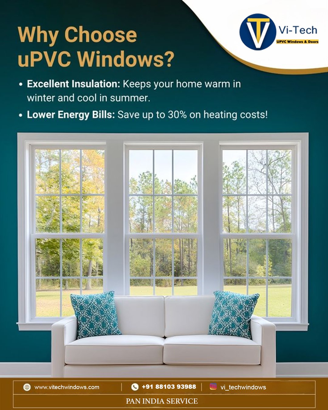 Vi Tech Windows Facebook ad: Hurry! 20% OFF on Premium uPVC & Aluminium Doors & Windows.