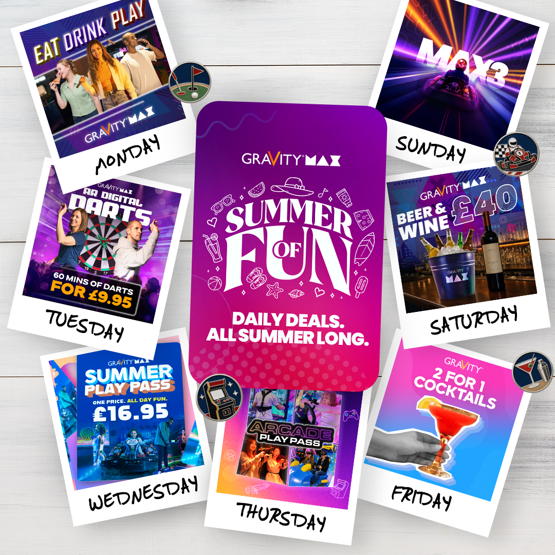 Gravity Max Facebook ad: A different Summer of Fun deal every day…