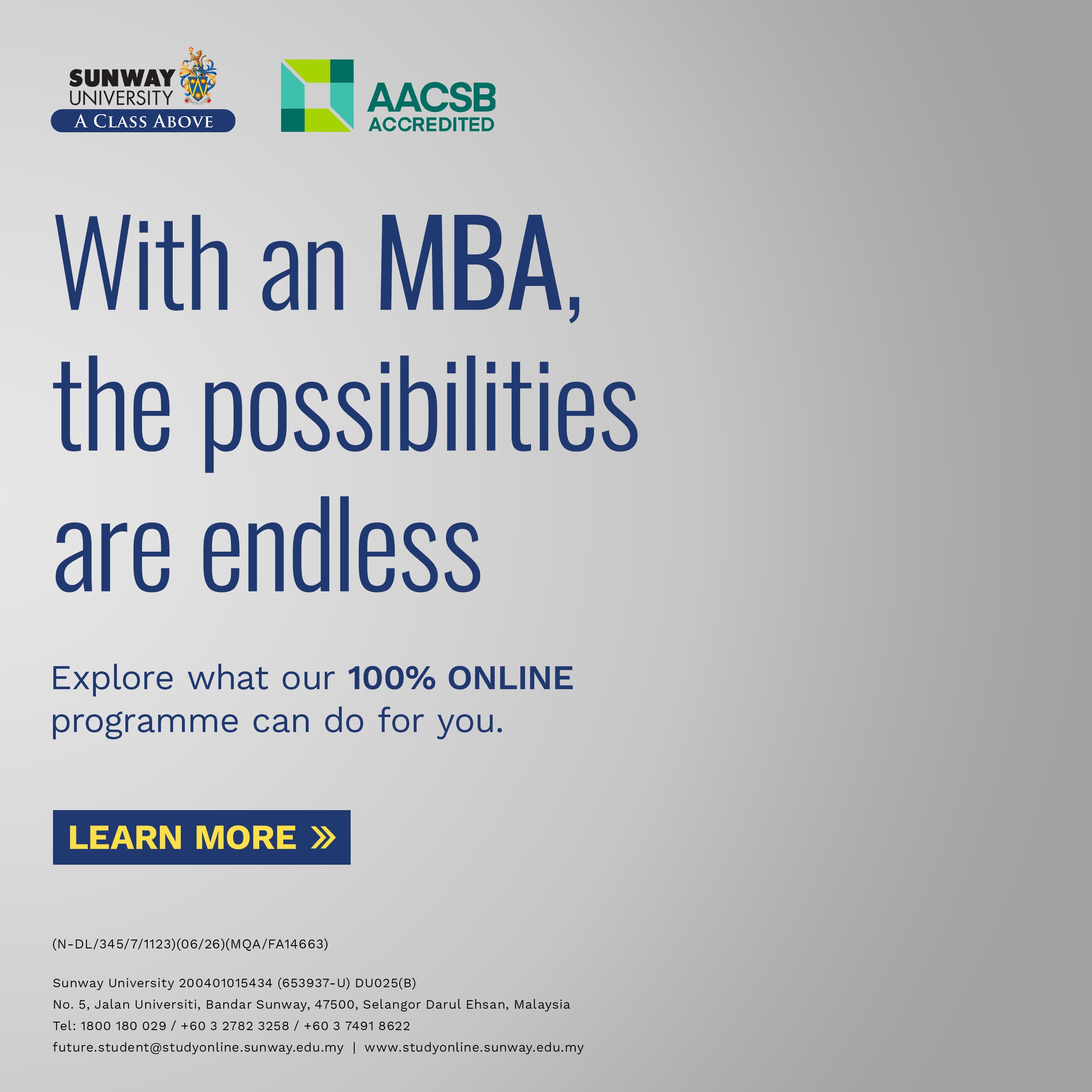 Sunway University Online Facebook ad