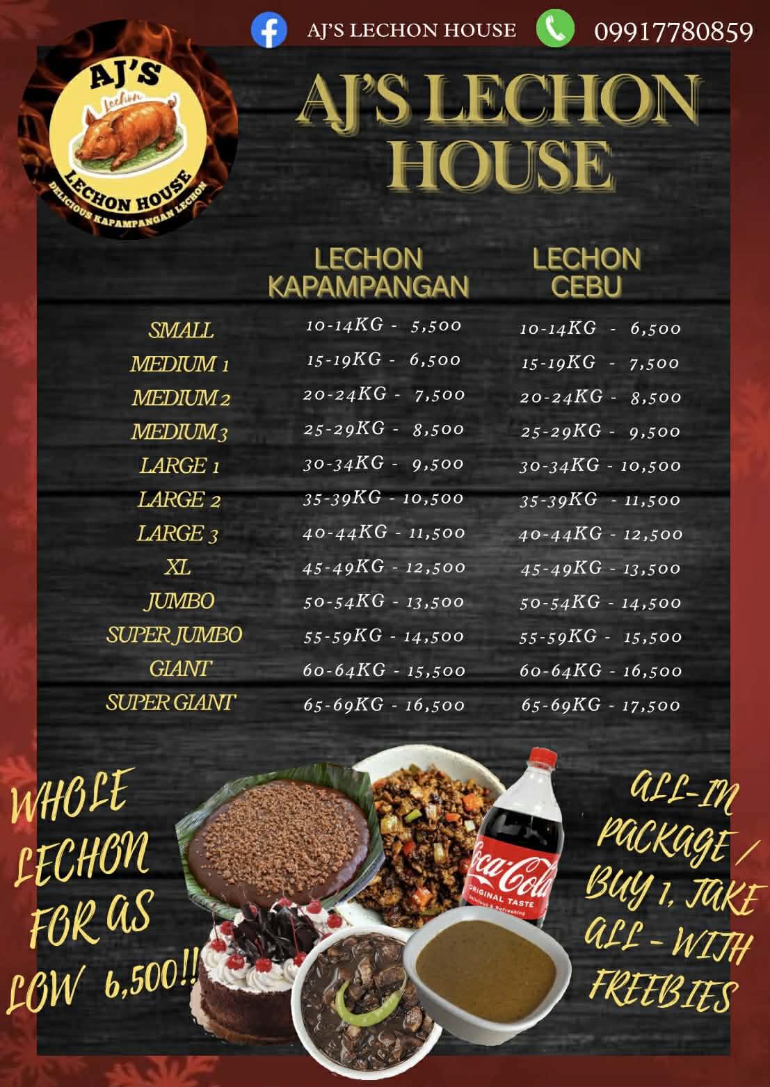 AJ'S Lechon House Facebook ad: **PRICE RESET ALERT!**