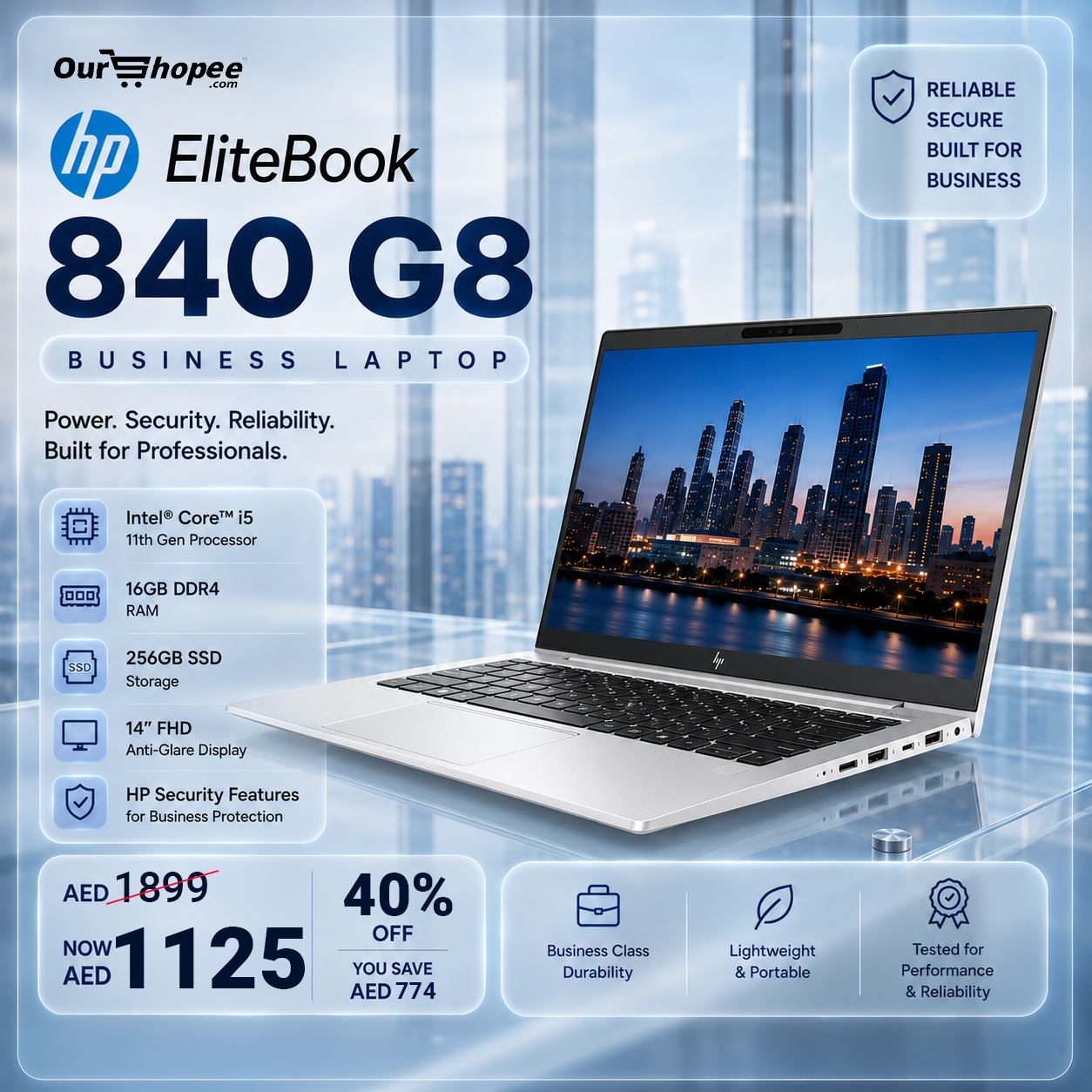 Ourshopee UAE Facebook ad: Built for your Busy Workday