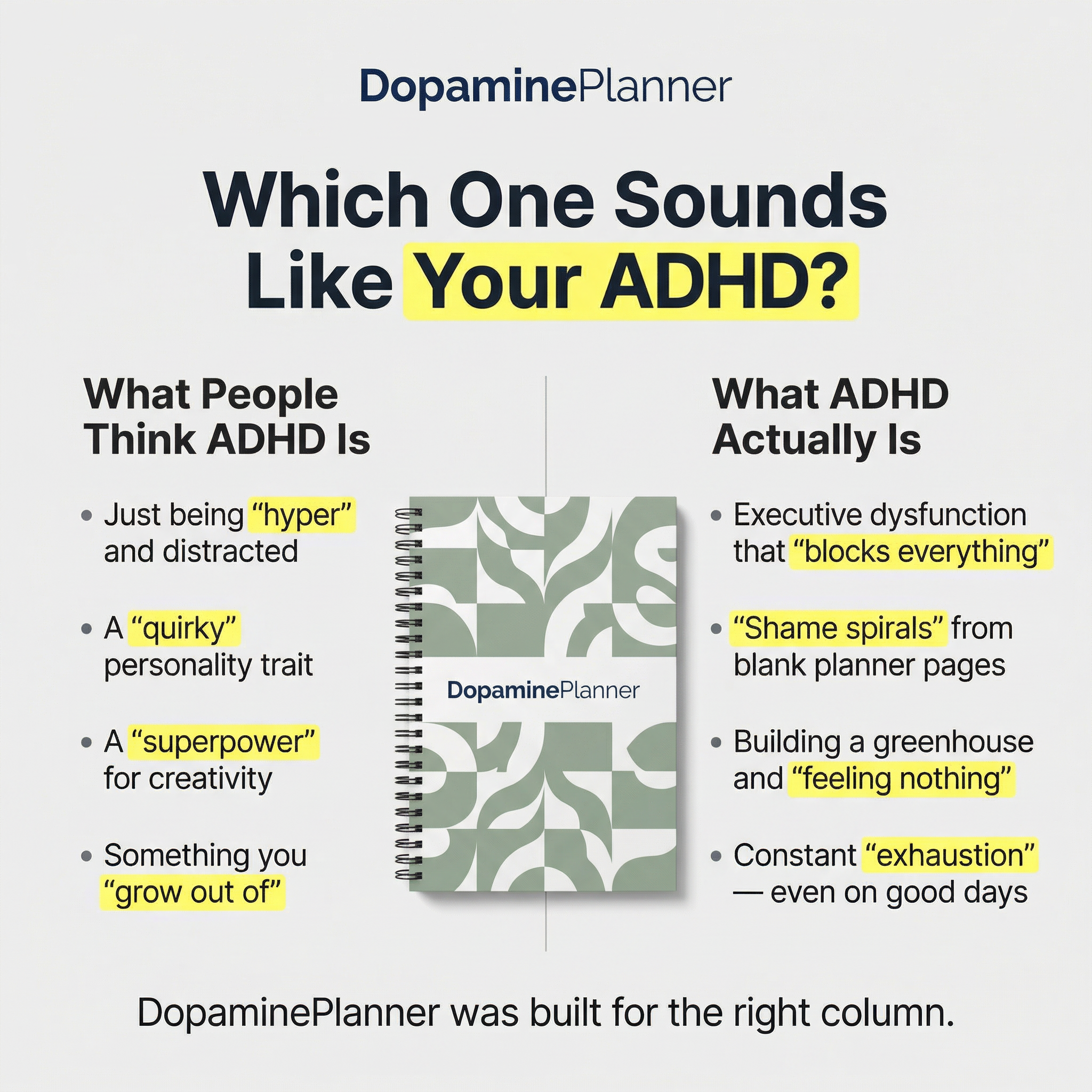 Dopamine Planner Facebook ad: Not a Superpower. Not a Personality Trait. A Real System…