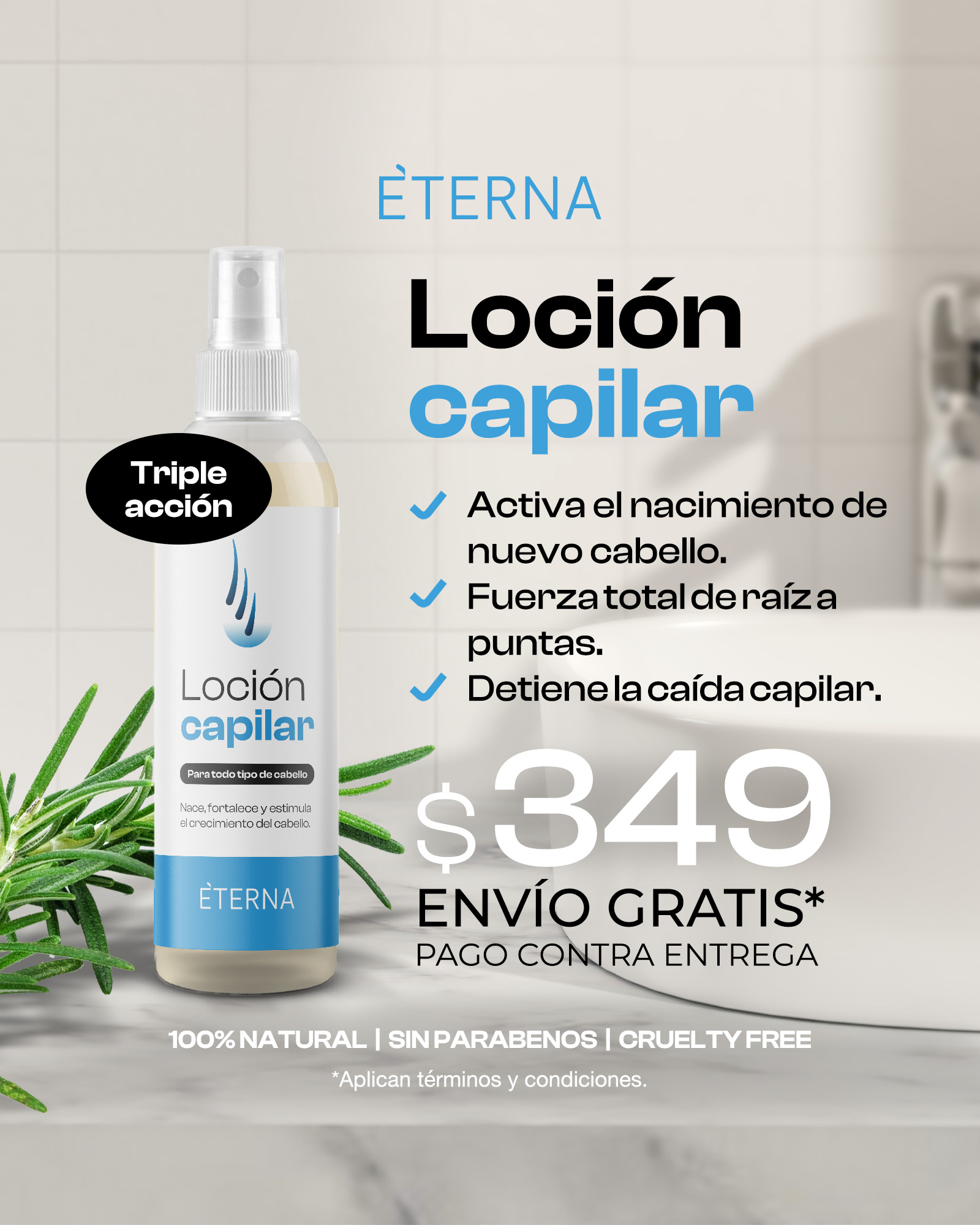 Eterna Loción capilar Facebook ad: ¿SE TE ESTÁ CAYENDO EL CABELLO Y CADA…