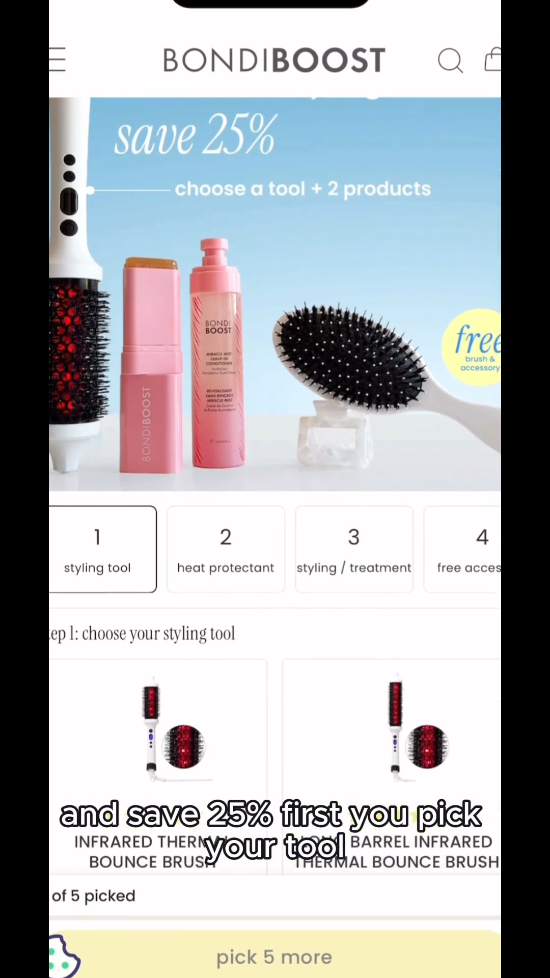 BondiBoost Facebook ad: Build Your Own Styling Routine & save 25%