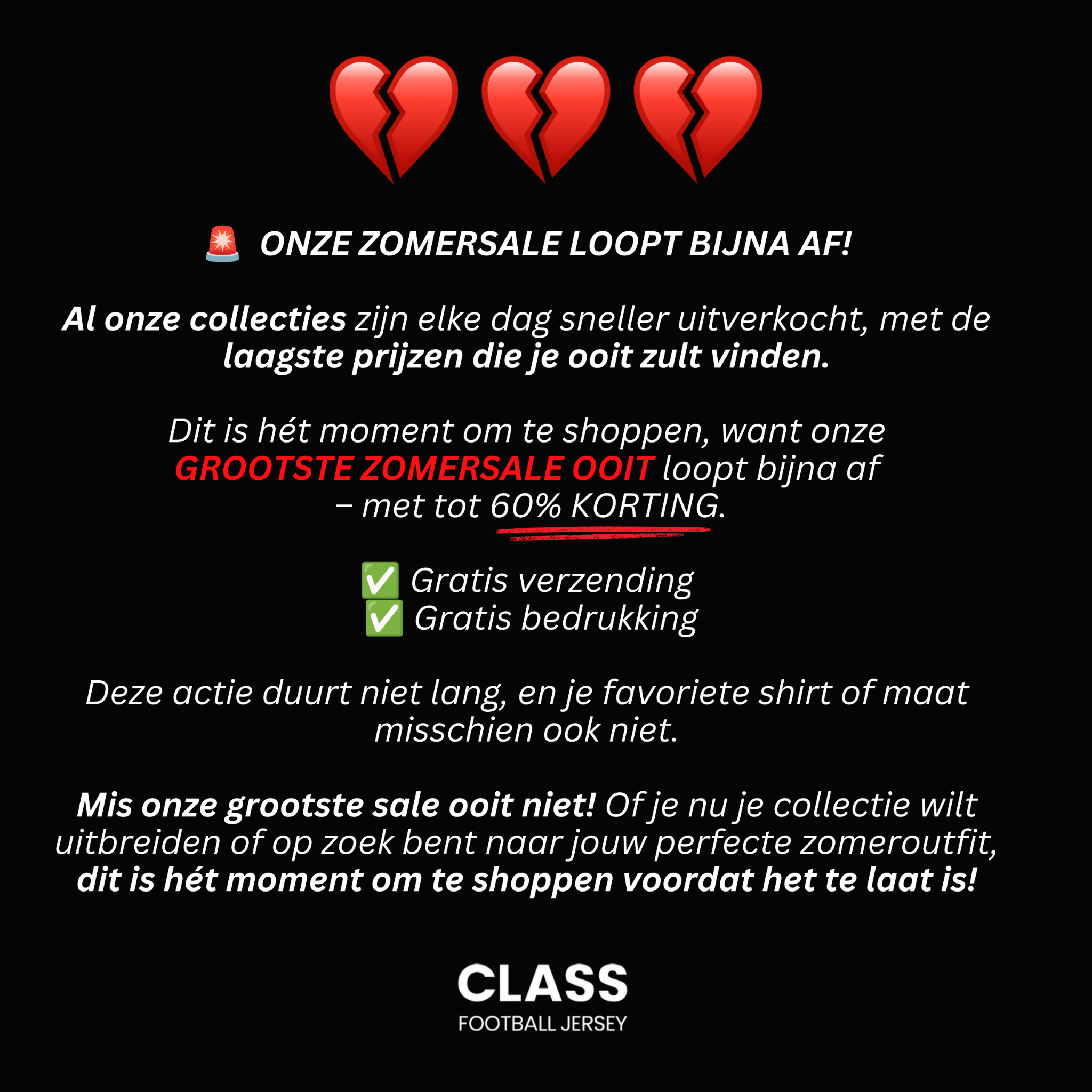 Class Football Jersey Facebook ad: Laatste Kans: Zomersale Tot 60% Korting