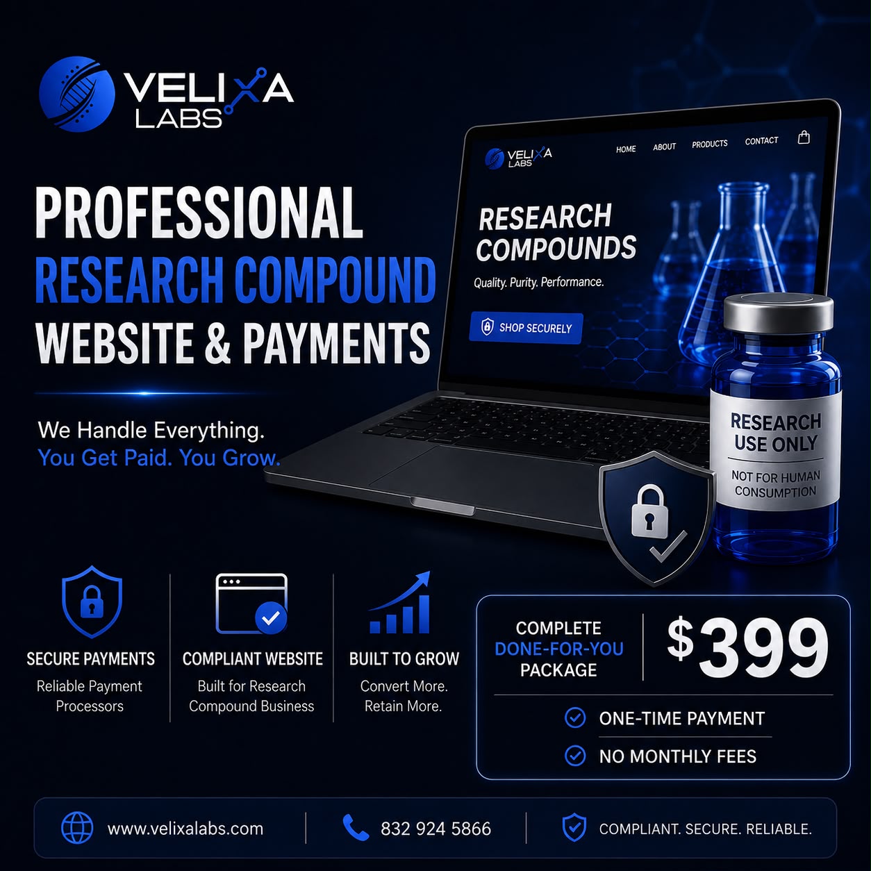 Velixa Lab LLC Facebook ad: Everything You Need to Launch Online - For Just $399.