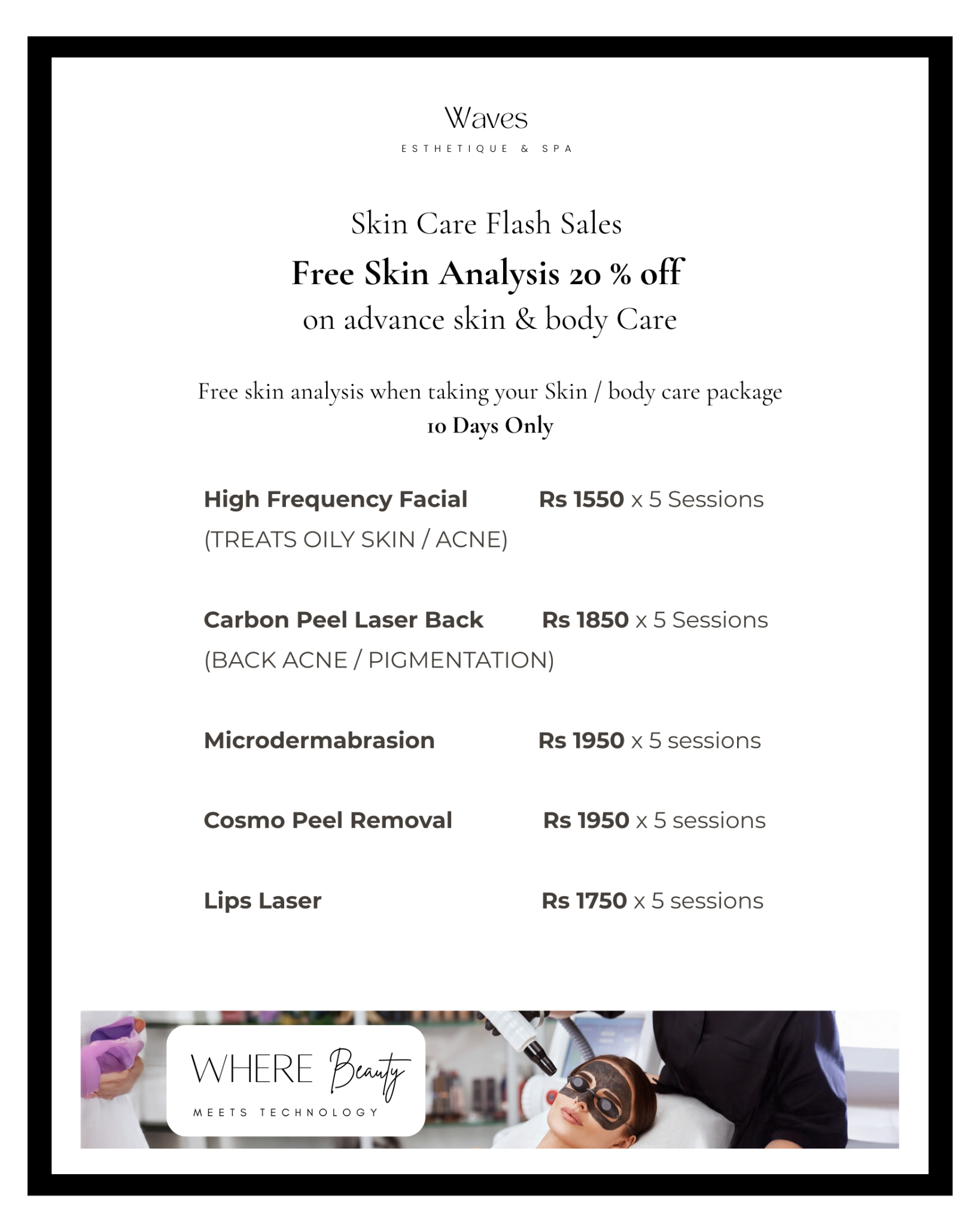 Waves Esthetique & Spa Ebene Facebook ad from Feb 1, 2026