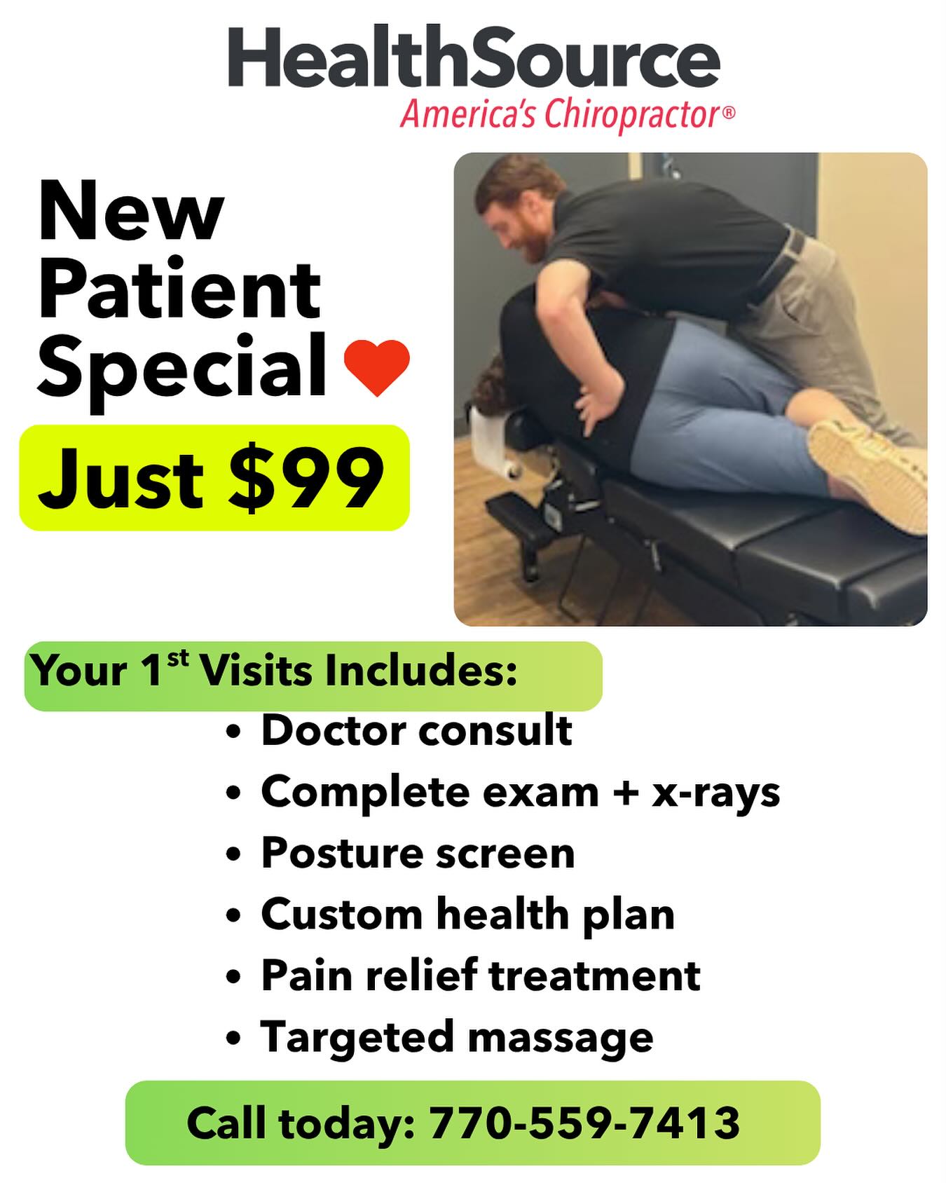 HealthSource Chiropractic of Milton Facebook ad: Schedule An Appointment Today at HealthSource Chiropractic