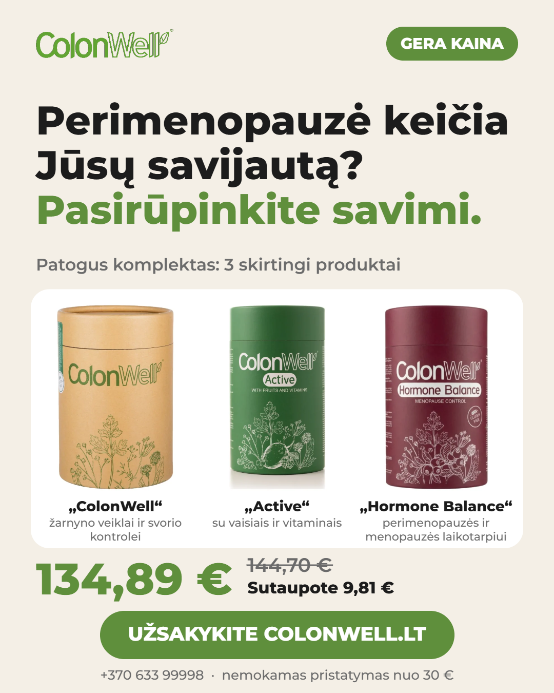 ColonWell Facebook ad: ColonWell akcijos
