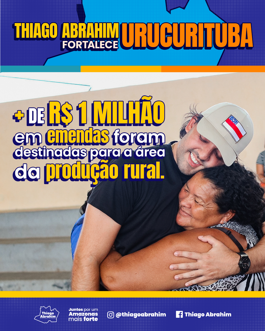 Thiago Abrahim Facebook ad: Urucurituba fortalecida com ações concretas.