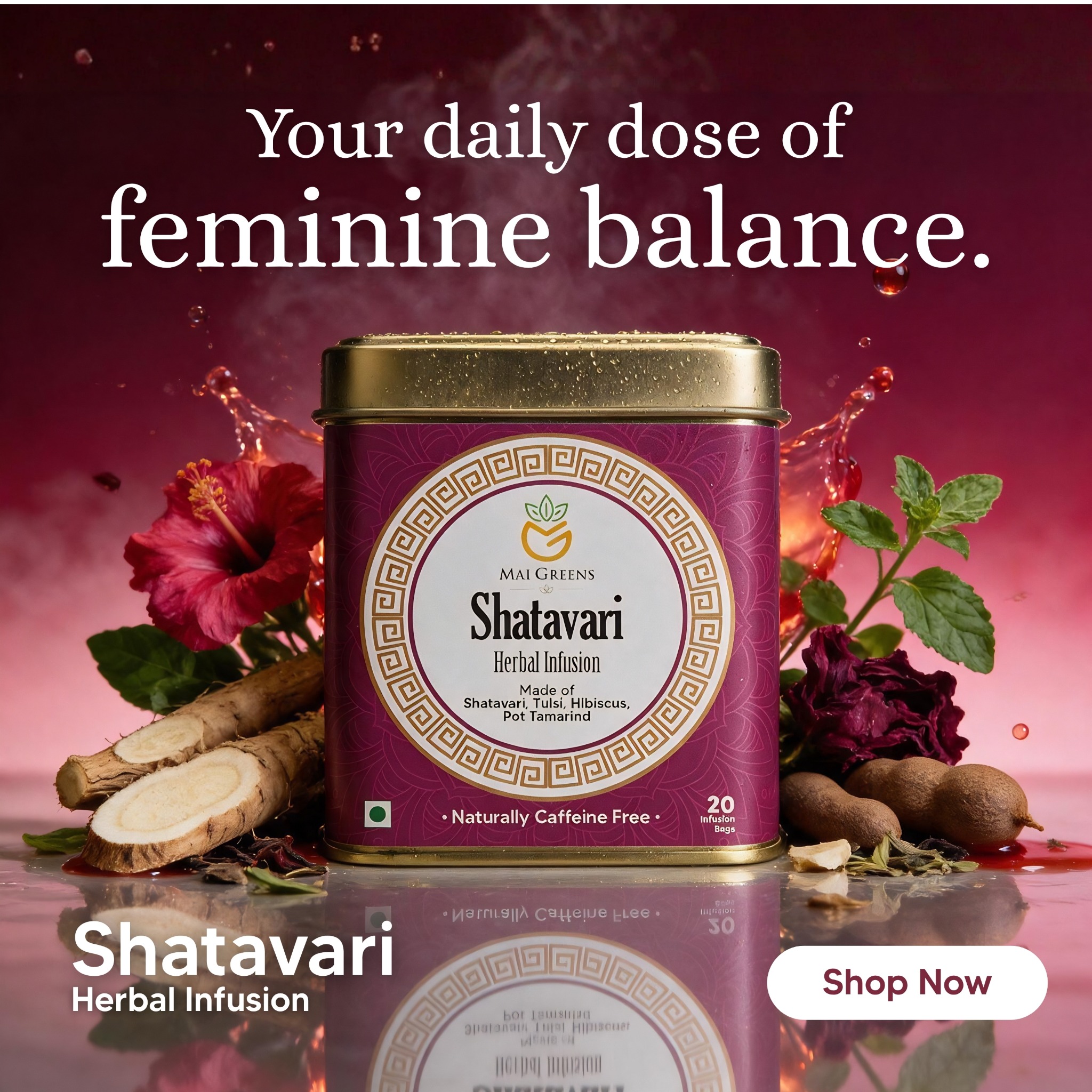 Maigreens Facebook ad: Shop Shatavari Herbal Infusion