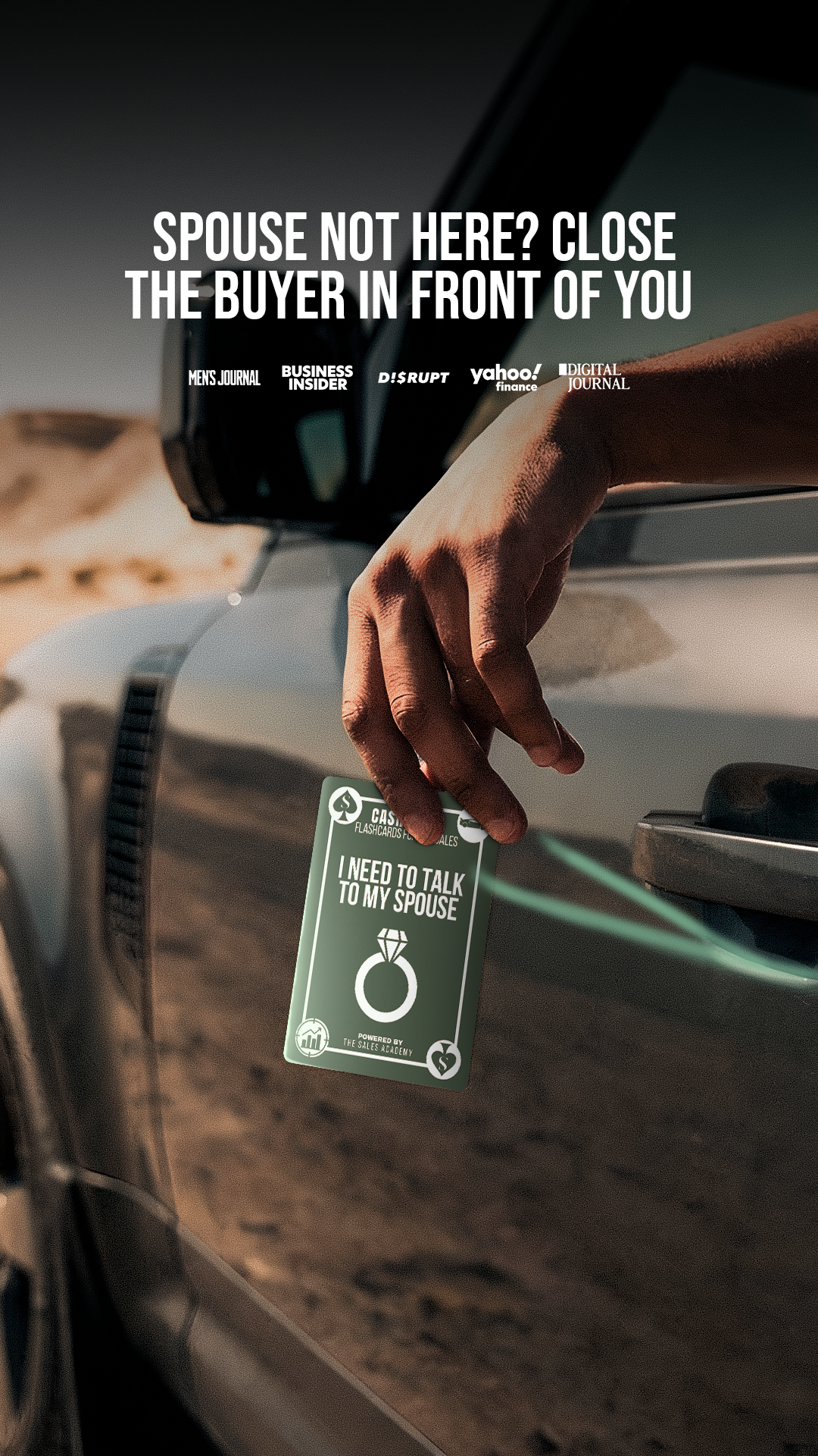 Jordan Stupar Facebook ad: Solo ups close cold with Cashcards for Car Sales.