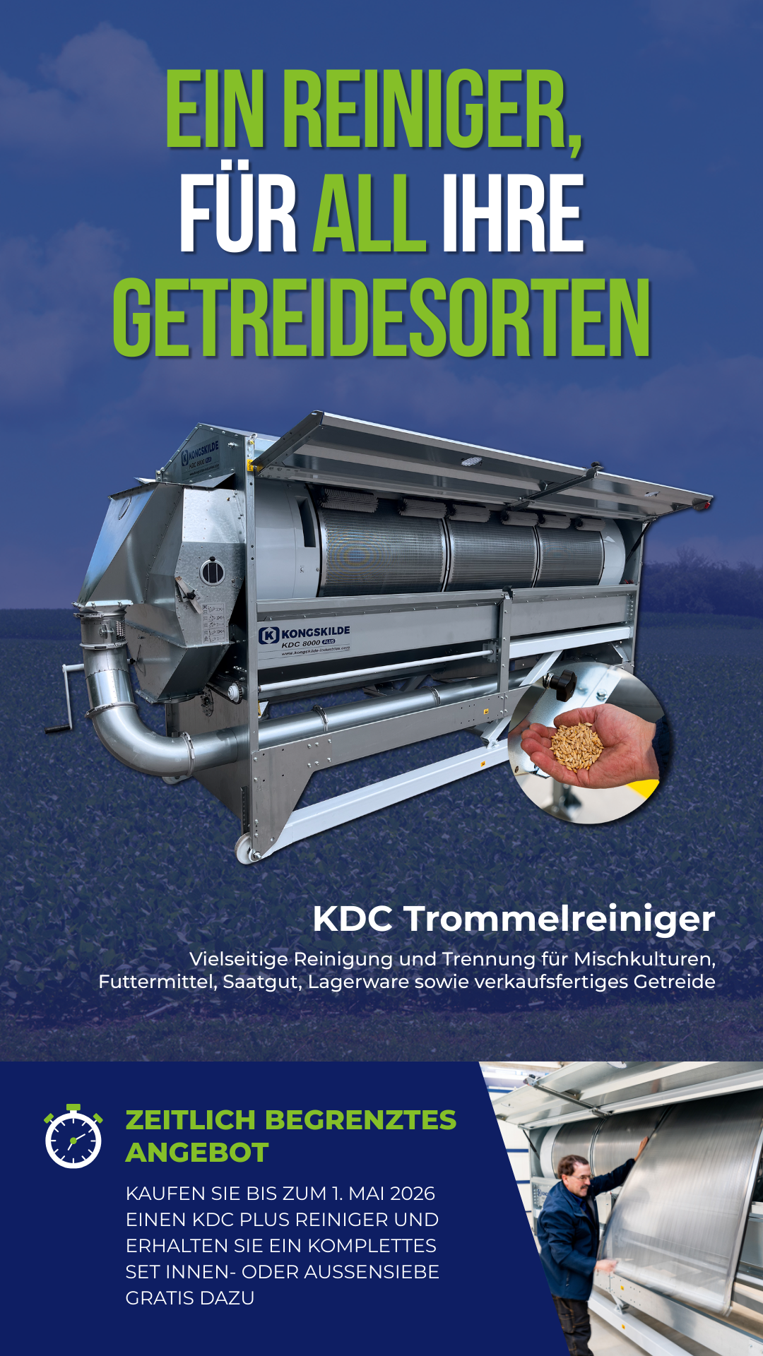 Kongskilde Grain Facebook ad from Feb 11, 2026