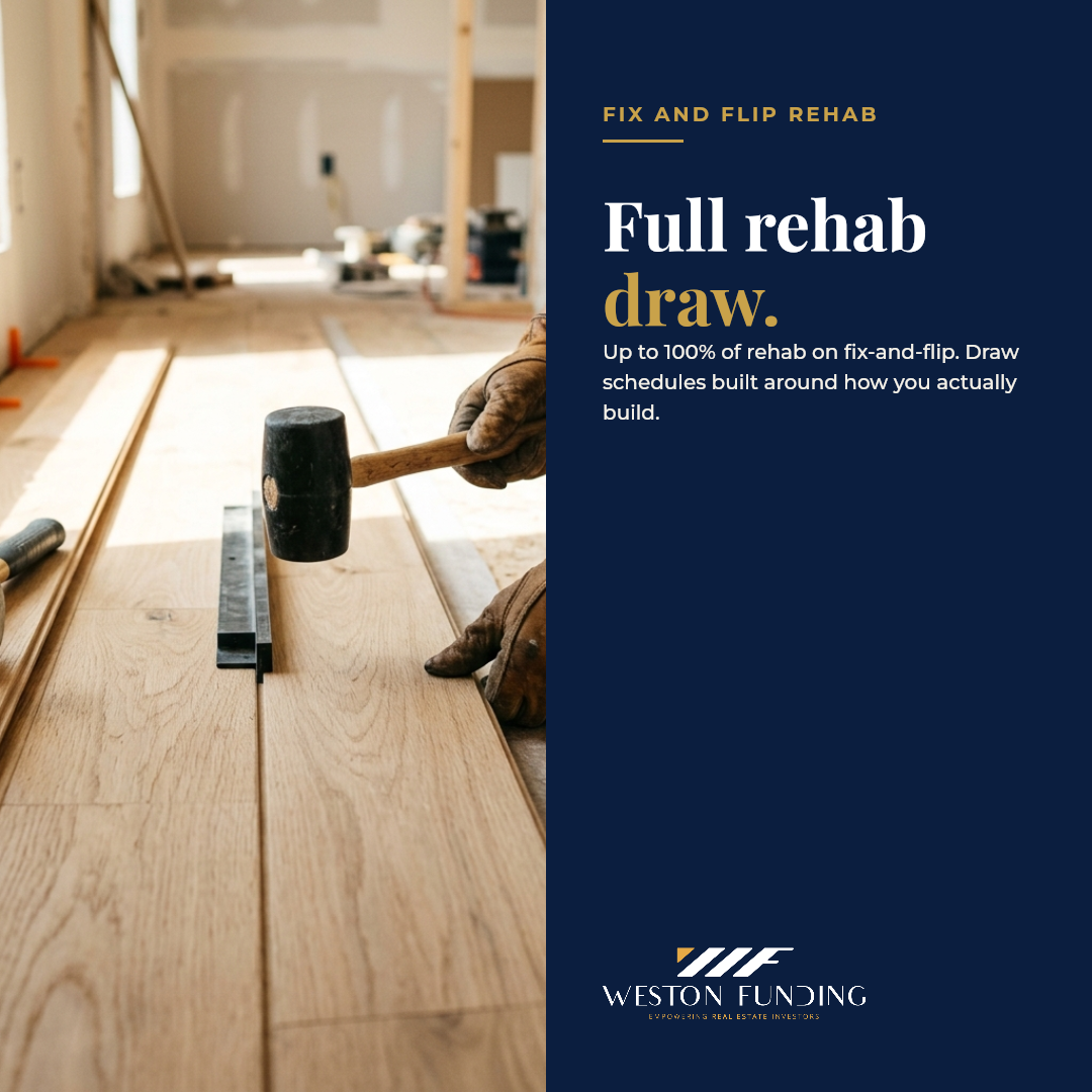 Weston Funding Facebook ad: Full rehab. Real draws.