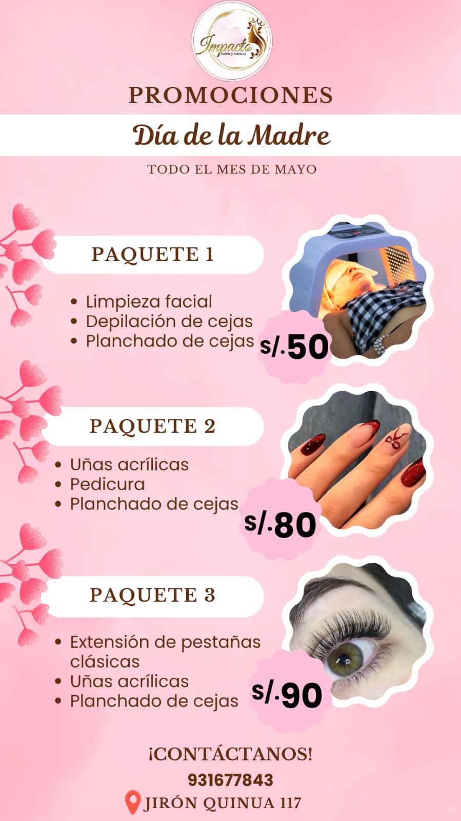 Impacto salón & Estética Facebook ad: ¡Sorprende a mamá como se merece!