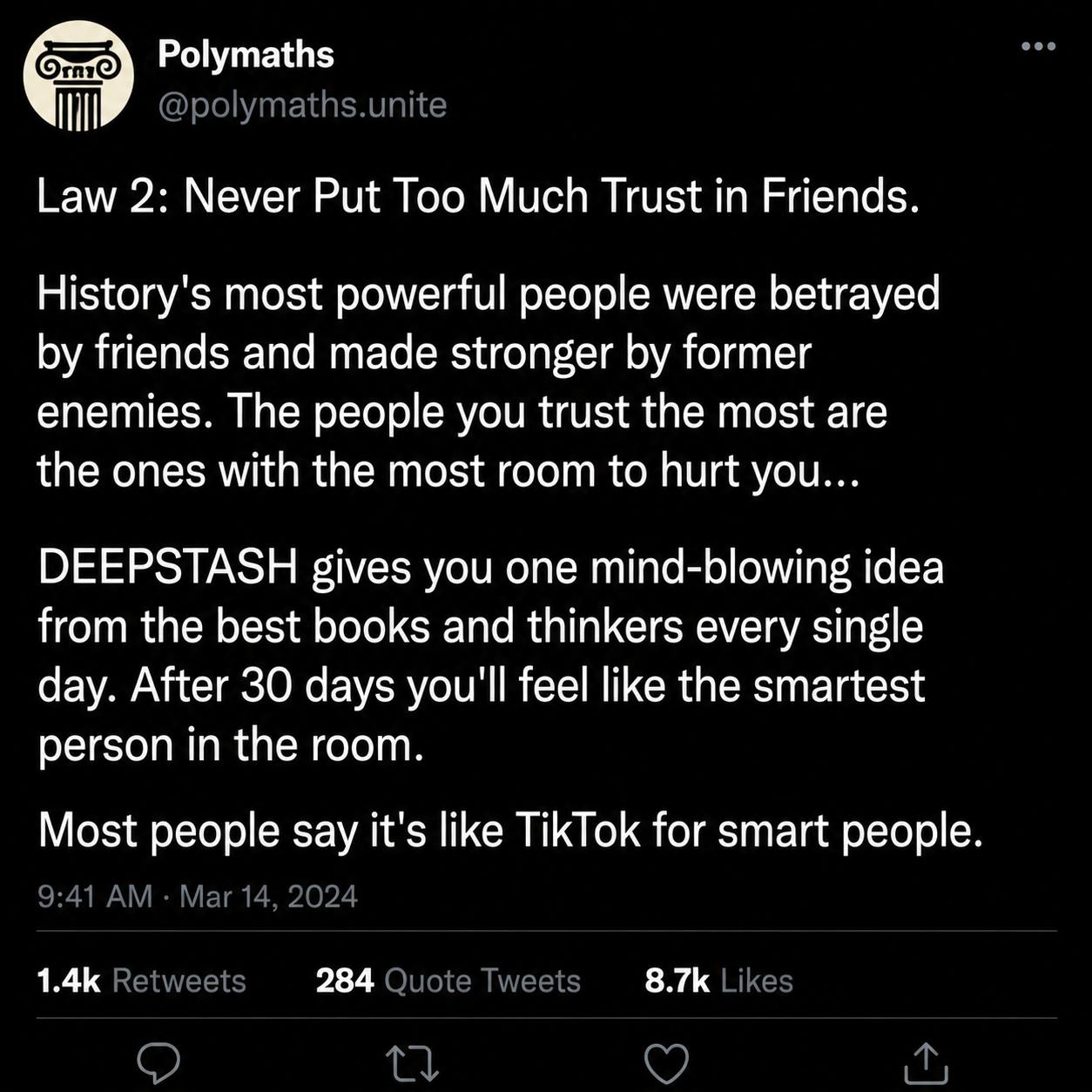 Deepstash Facebook ad