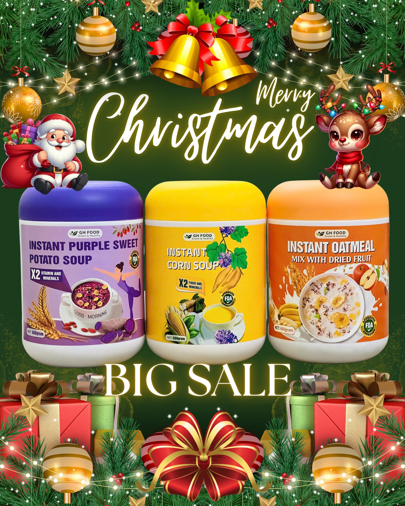 TFood Store - Green & Healthy Facebook ad: Big promotion ๐๐ก๐ซ๐ข๐ฌ๐ญ๐ฆ๐๐ฌ ๐๐จ๐ฆ๐๐จ with 3โฆ